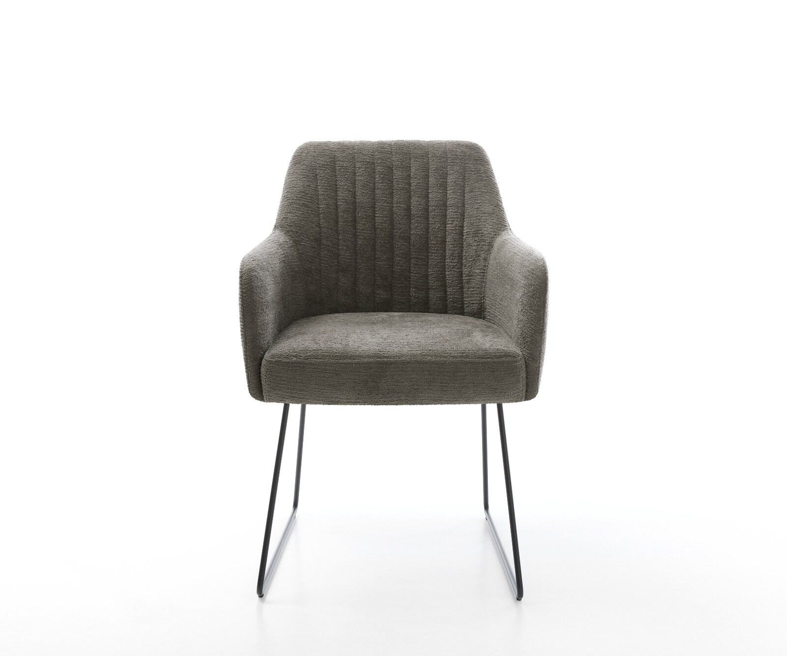 Chaise-de-salle-à-manger Greg-Flex bouclé doux couleur boue pied trapèze noir resorts ensachés 2