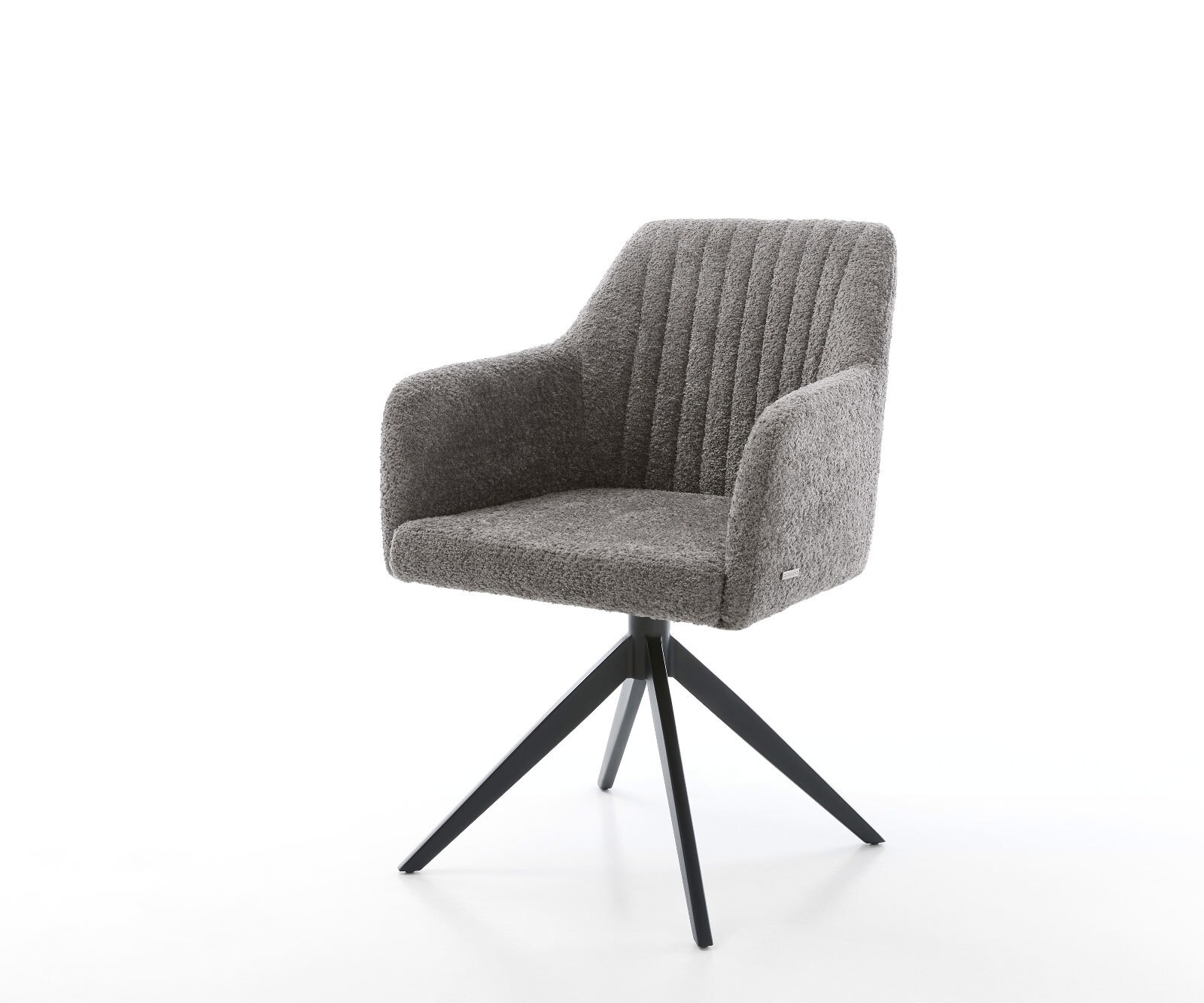 Chaise-de-salle-à-manger Greg-Flex bouclé gris pied croisé large noir ressorts ensachés