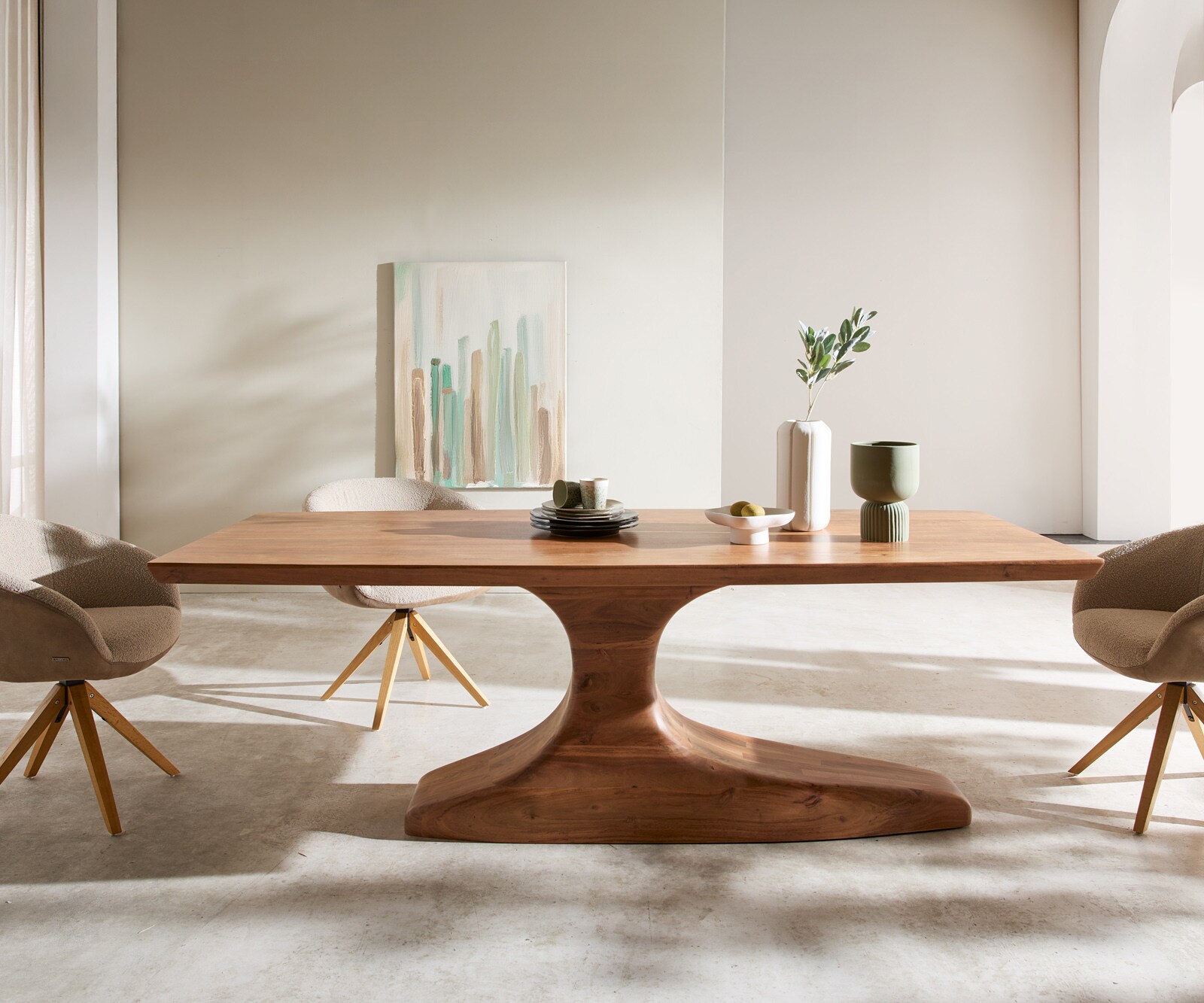 Table-à-manger Yalta 220x95 cm en acacia naturel massif 1