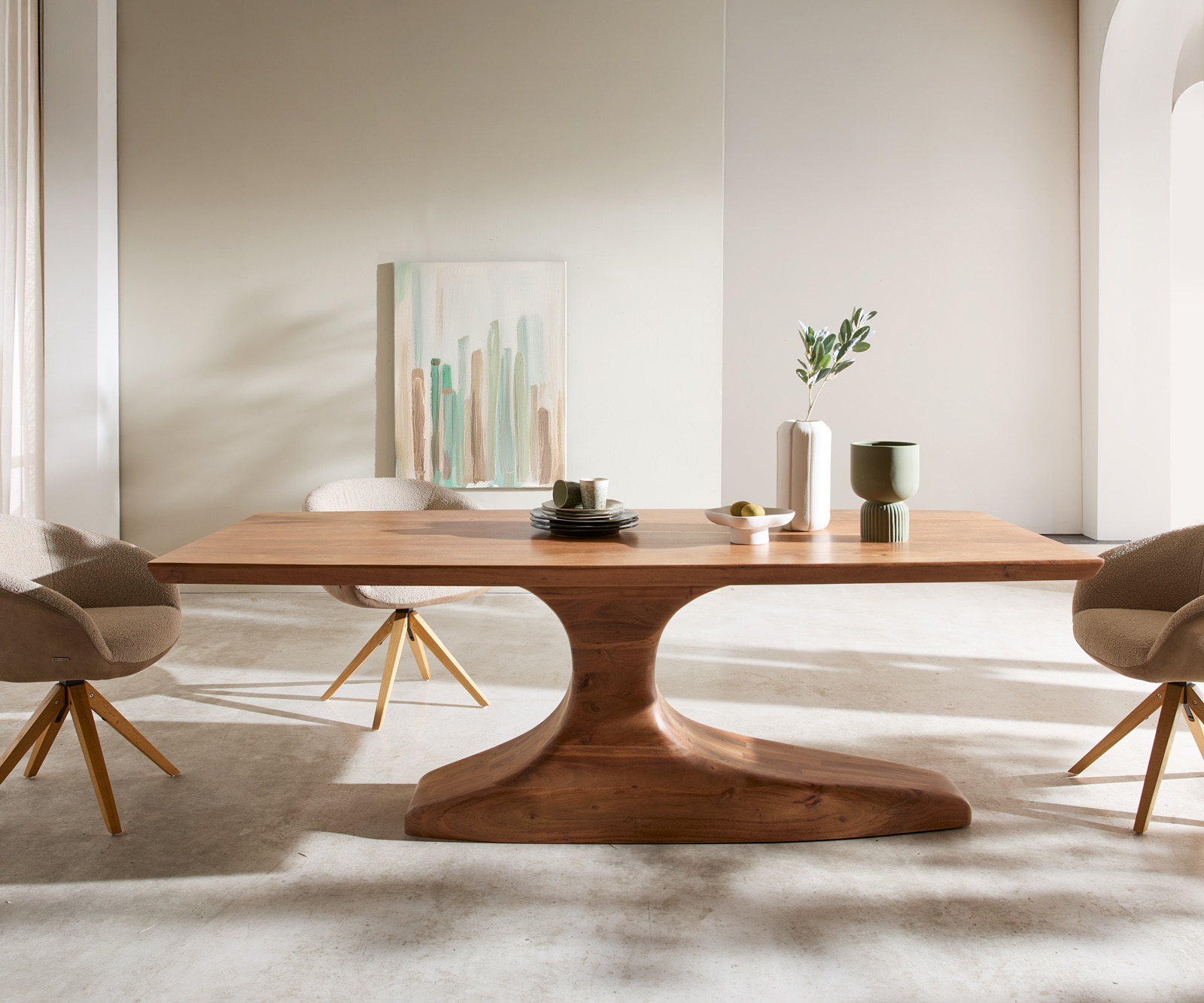 Table-à-manger Yalta 220x95 cm en acacia naturel massif 1 Table-à-manger Yalta 220x95 cm en acacia naturel massif 1