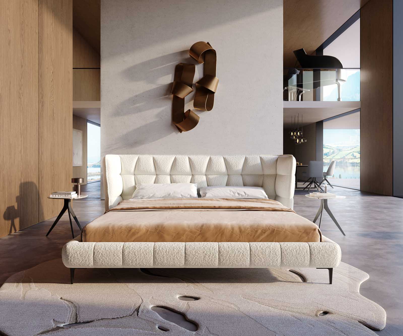 Sommier Capujo 180x200 cm Bouclé Crème-Blanc 1