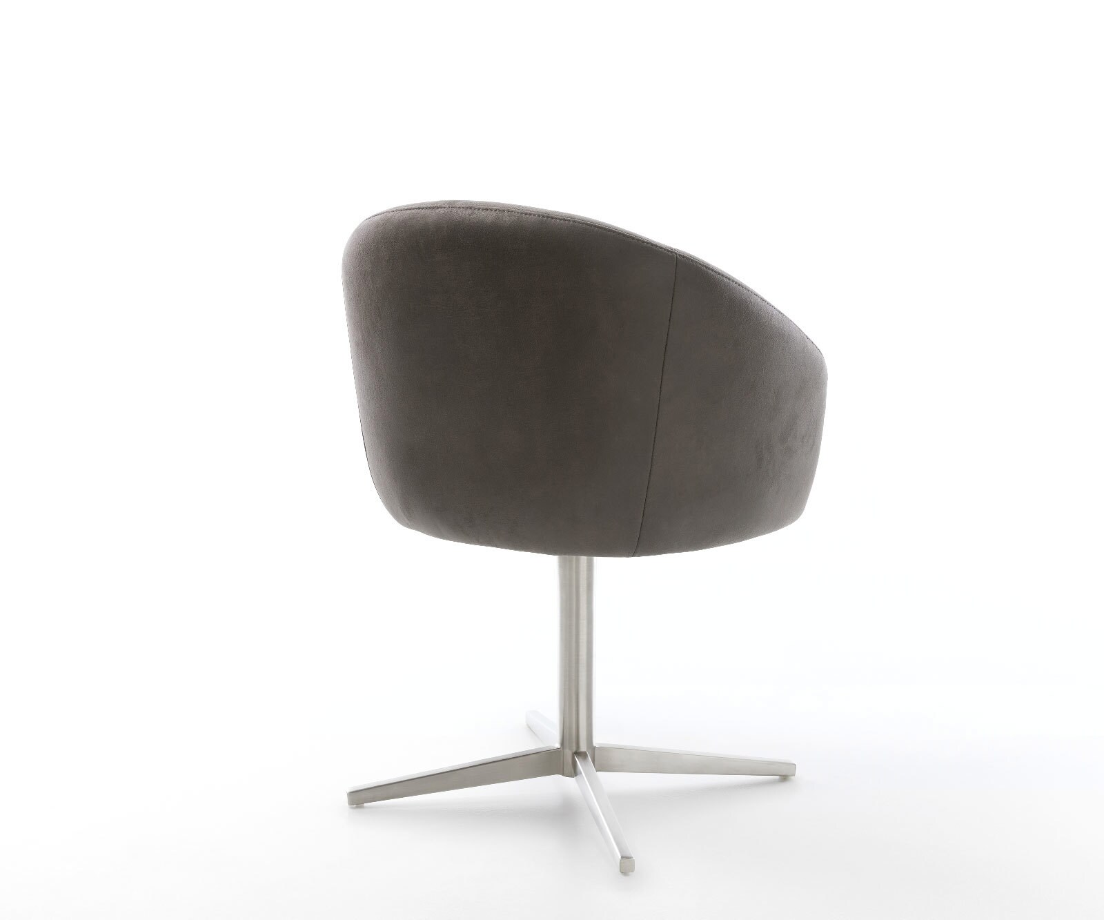 Chaise-pivotante Caja-Flex avec accoudoirs microvelours anthracite vintage pied de chaise 4 branches acier inoxydable brossé pivotement sur 360° ressorts ensachés 4