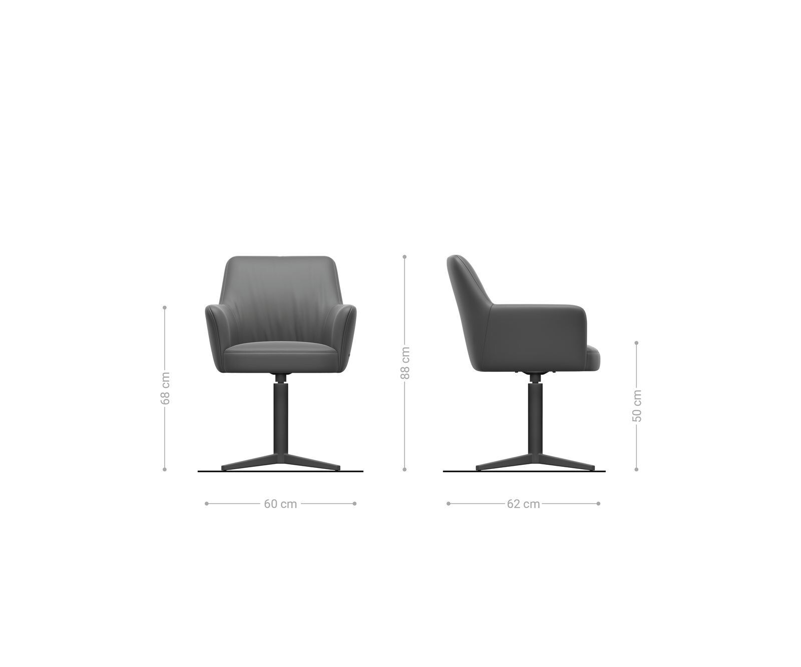 Chaise-pivotante Xana-Flex avec accoudoirs cuir de vache noir pied de chaise 4 branches aspect titane pivotement sur 360° ressorts ensachés 6