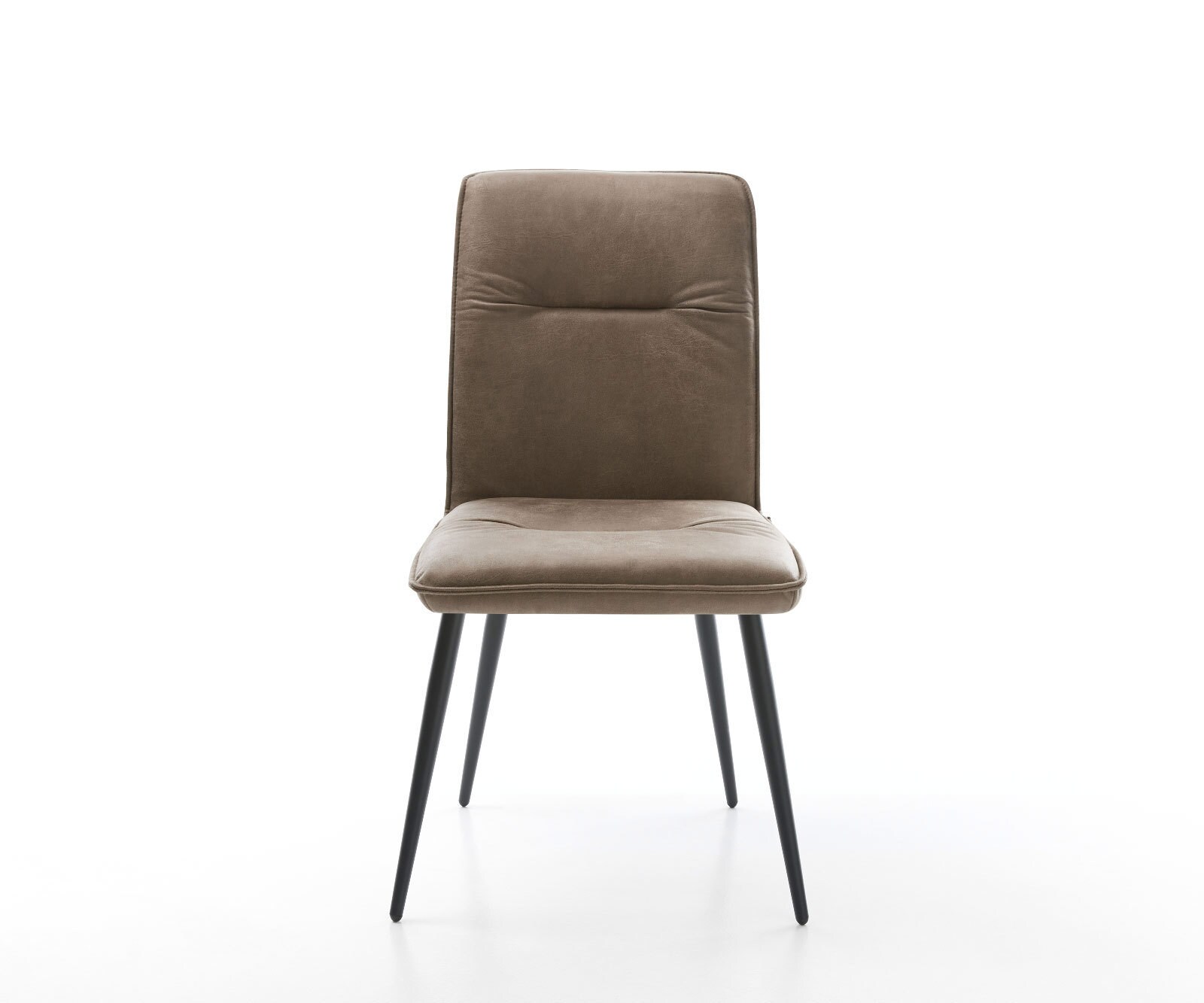 Chaise-de-salle-à-manger Vinjo-Flex microvelours taupe vintage 4 pieds coniques noir 1