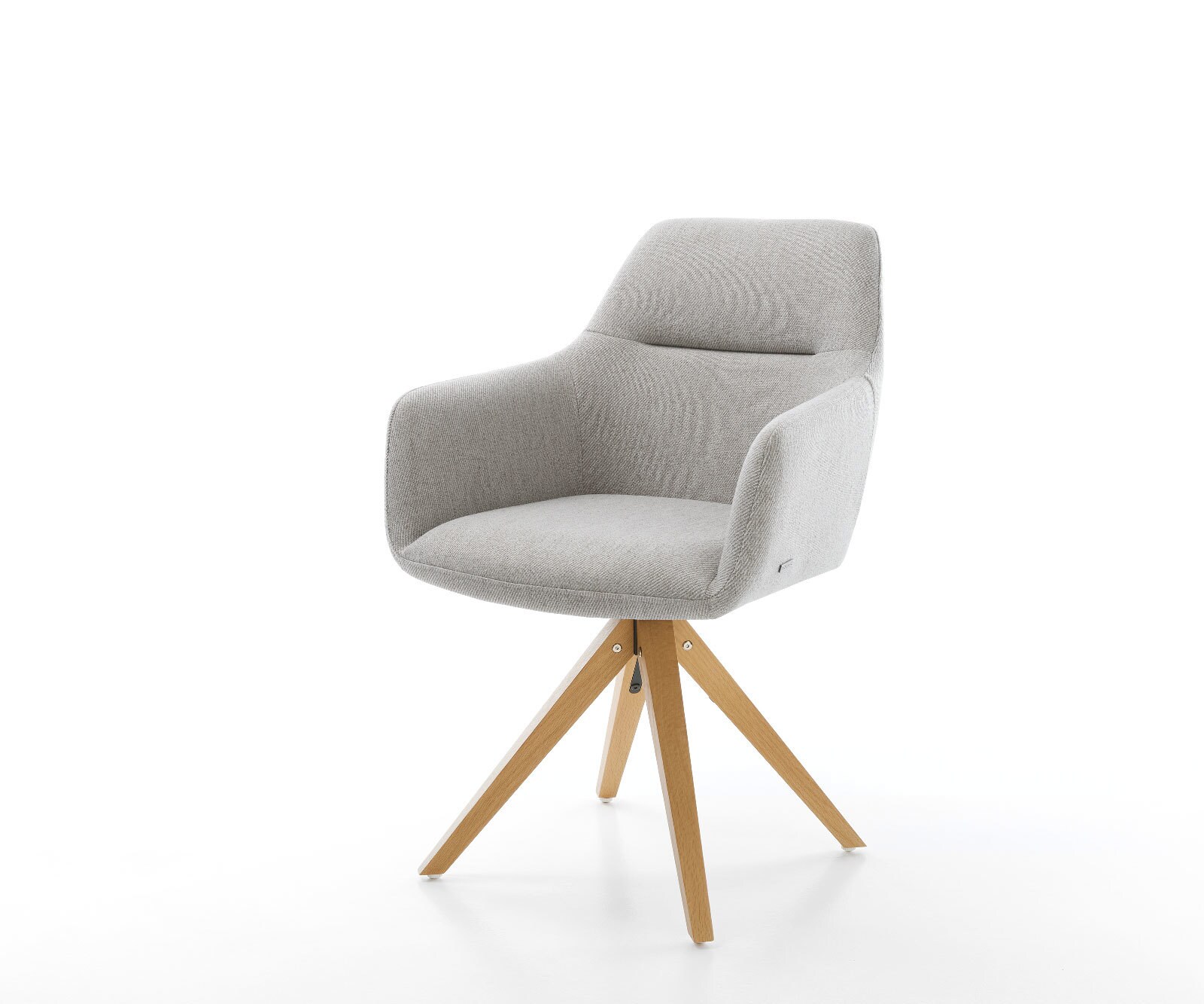 Chaise-de-salle-à-manger Pejo-Flex rayures gris clair pied en bois angulaire naturel ressorts ensachés