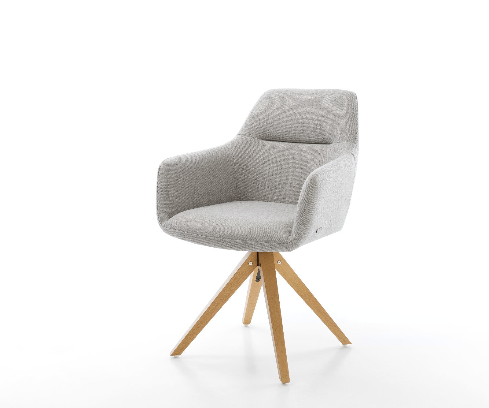 Chaise-de-salle-à-manger Pejo-Flex rayures gris clair pied en bois angulaire naturel ressorts ensachés Chaise-de-salle-à-manger Pejo-Flex rayures gris clair pied en bois angulaire naturel ressorts ensachés