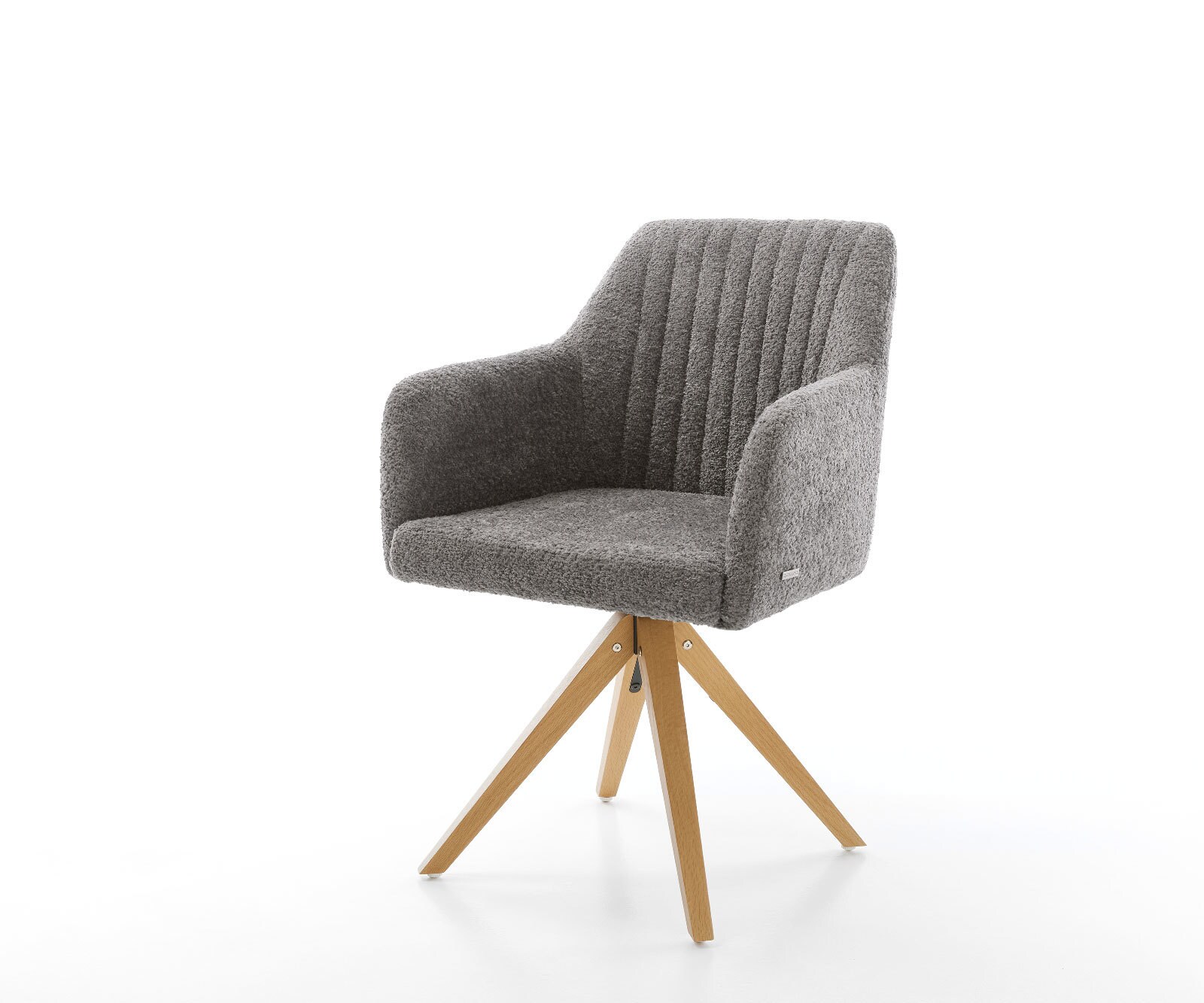 Chaise-de-salle-à-manger Greg-Flex bouclé gris pied en bois angulaire naturel ressorts ensachés