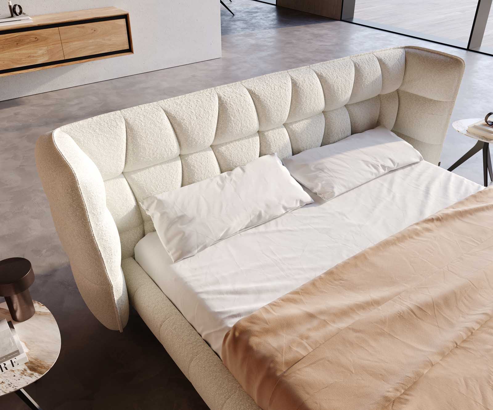 Sommier Capujo 180x200 cm Bouclé Crème-Blanc 3
