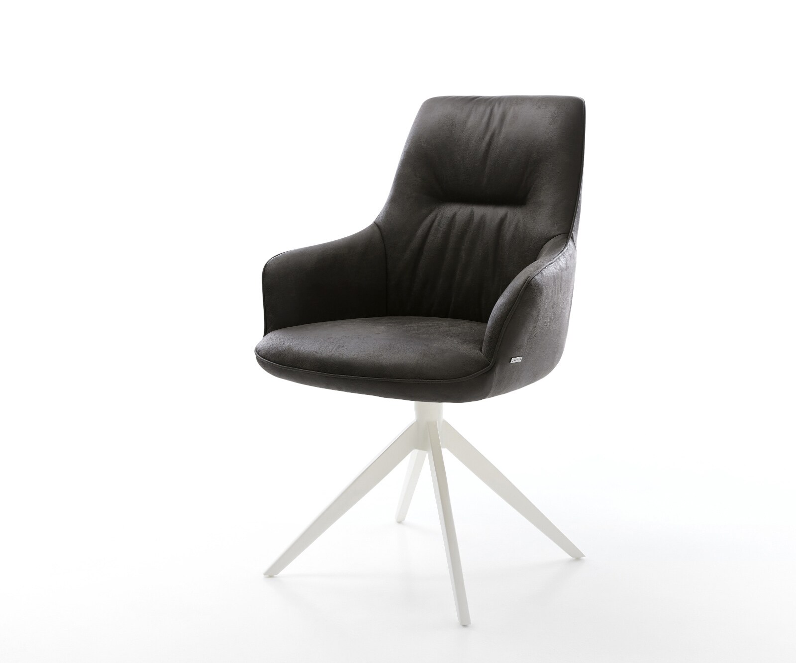 Chaise-pivotante Zelia-Flex avec accoudoirs microfibre antracite vintage pied croisé large blanc pivotement sur 360° fonction bascule ressorts ensachés 1