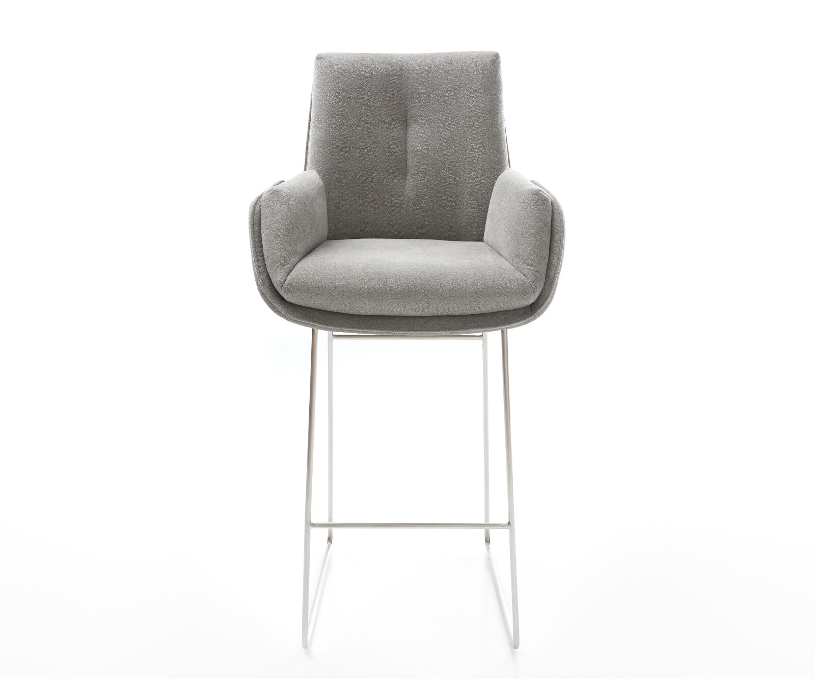 Chaise-de-bar Clea-Flex, tissu structuré Soft gris, piètement en acier inoxydable, ressorts ensachés 1