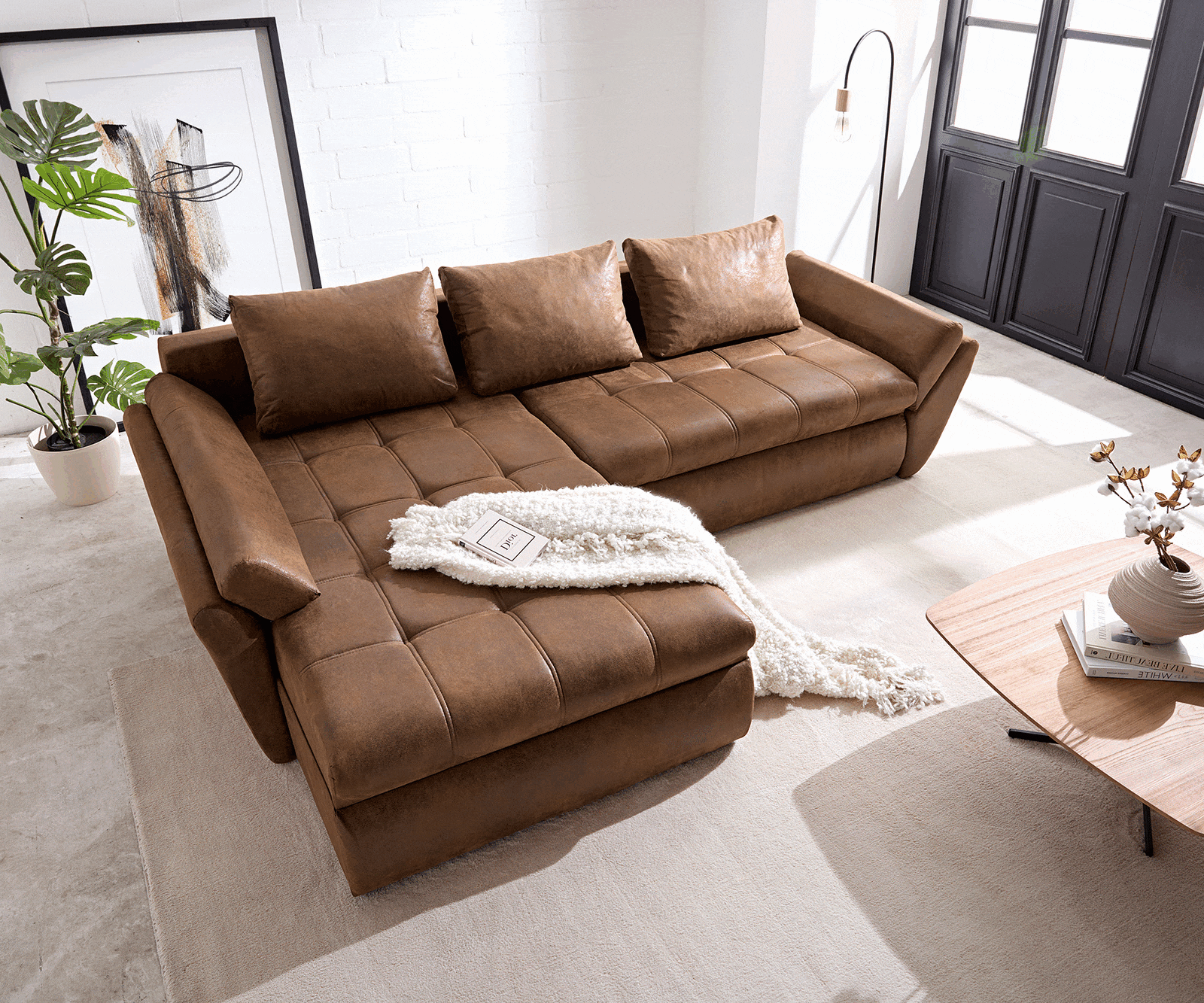 Canapé Loana 275x185 cm marron avec fonction lit 4 Canapé Loana 275x185 cm marron avec fonction lit 4