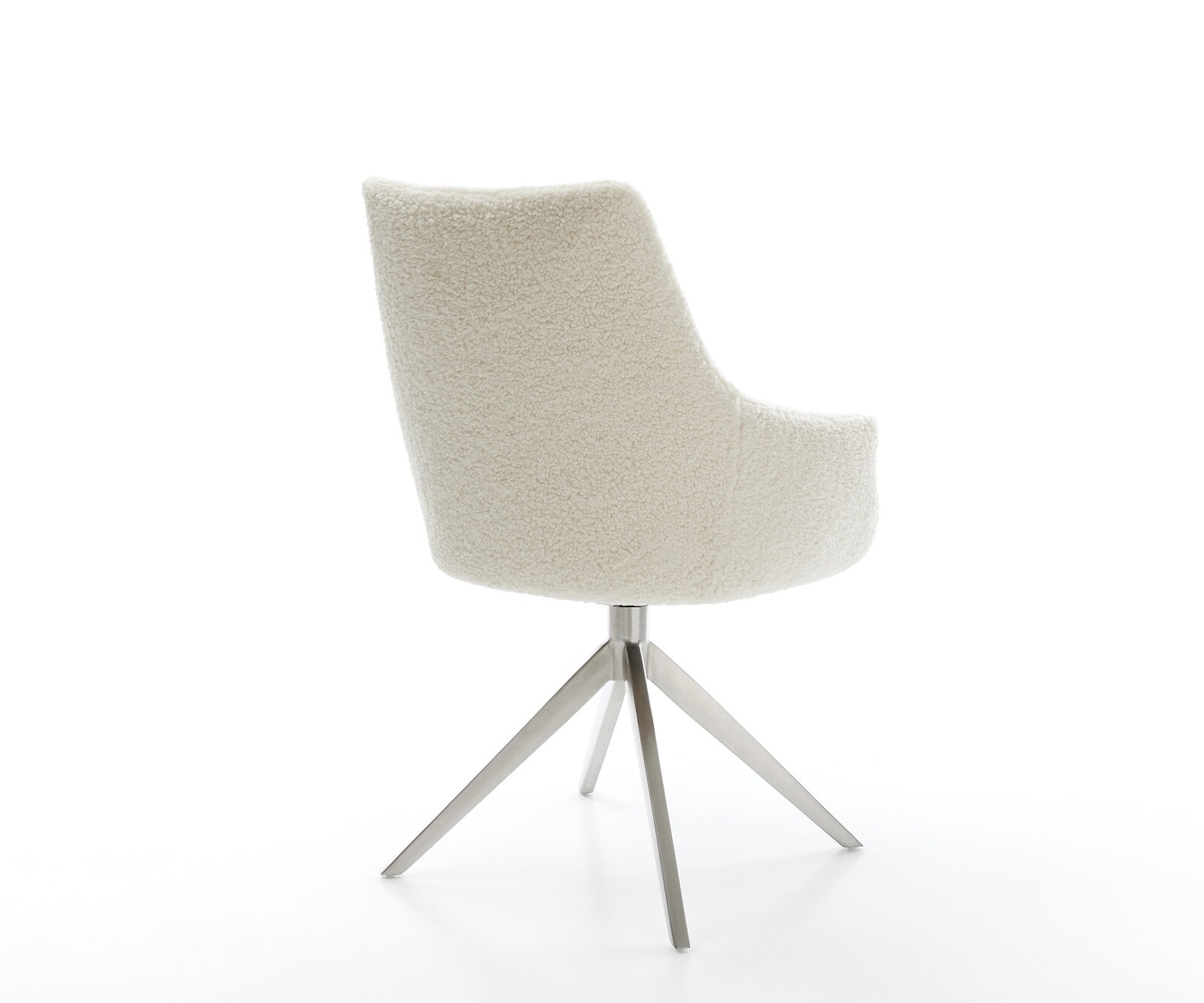 Chaise-pivotante Alja-Flex avec accoudoirs tissu teddy beige pied croisé large acier inoxydable pivotement sur 360° fonction bascule resorts ensachés 5