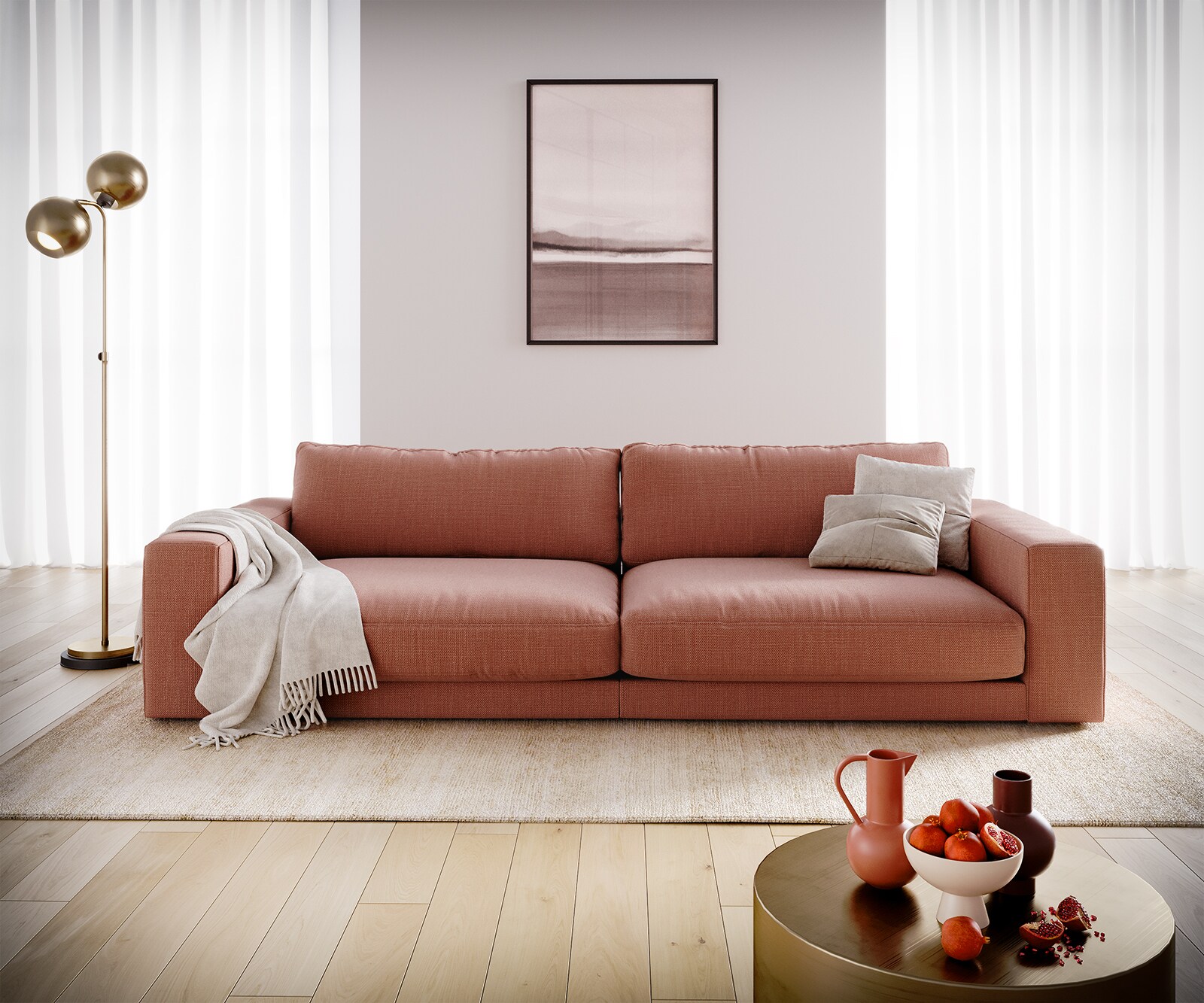 Bigsofa Cubico 290x120 cm Flachgewebe Orange 2