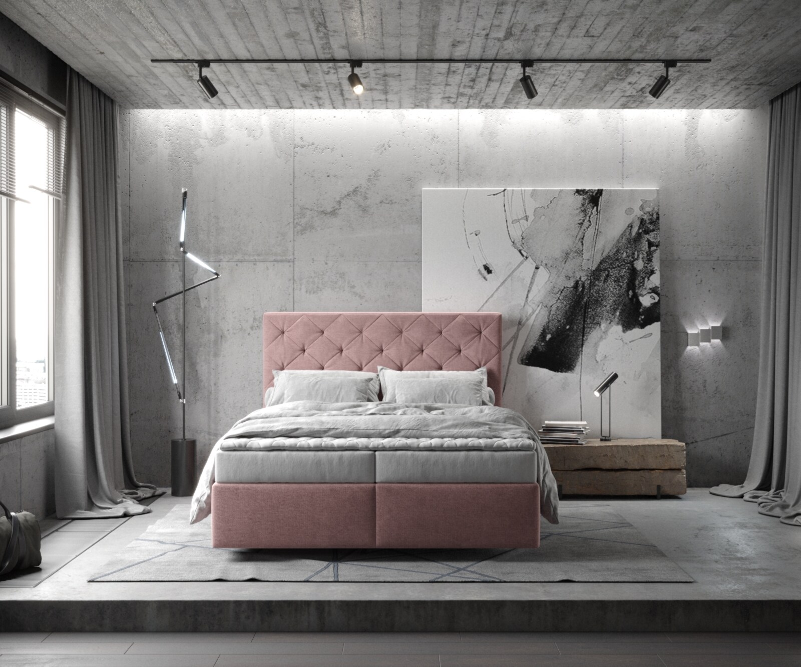 Lit à sommier tapissier Dream-Great 140x200 Microfibre Rosé 1 Lit à sommier tapissier Dream-Great 140x200 Microfibre Rosé 1