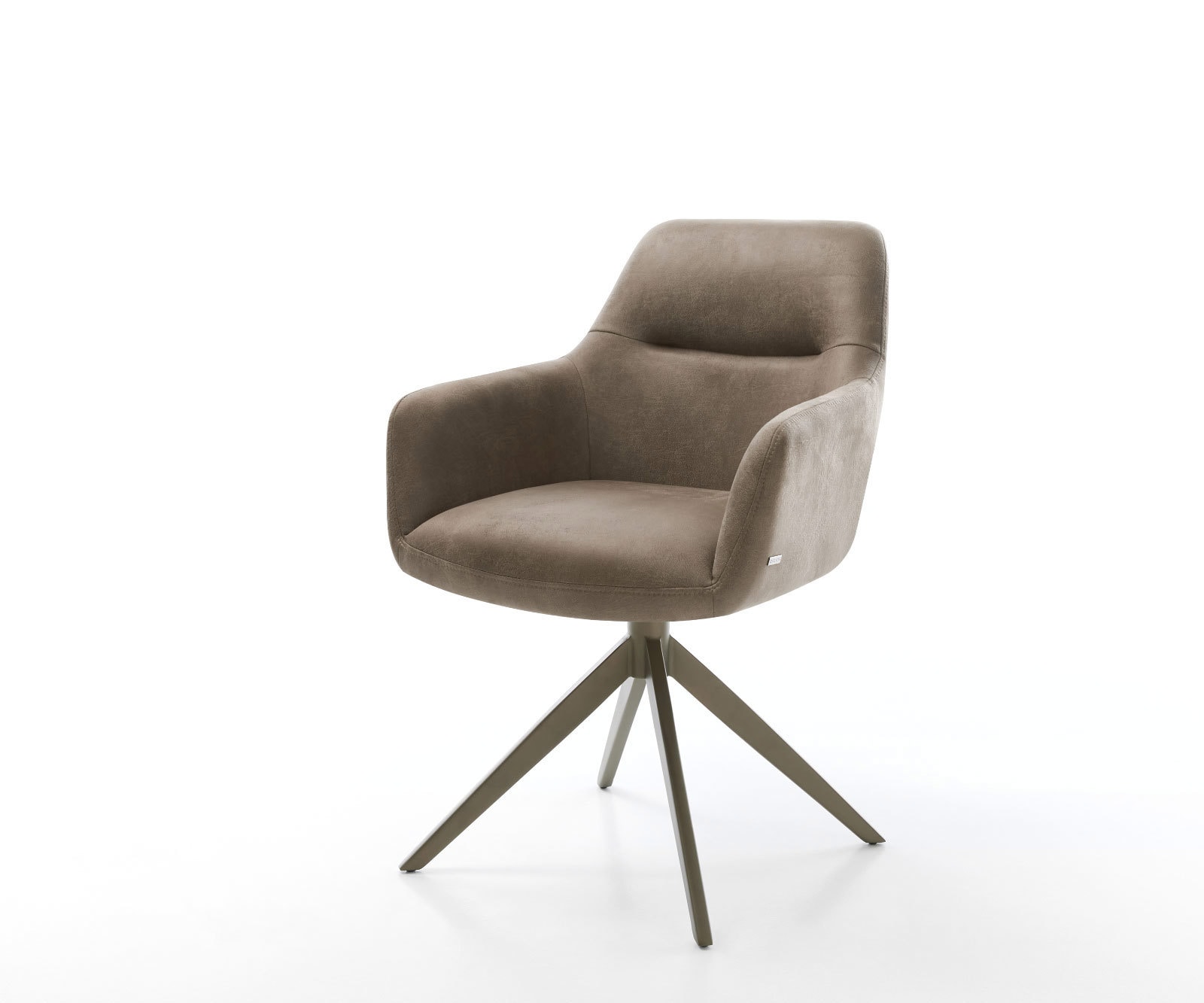 Chaise-pivotante Pejo-Flex microvelours taupe vintage pied croisé large aspect titane pivotement sur 360° ressorts ensachés 1