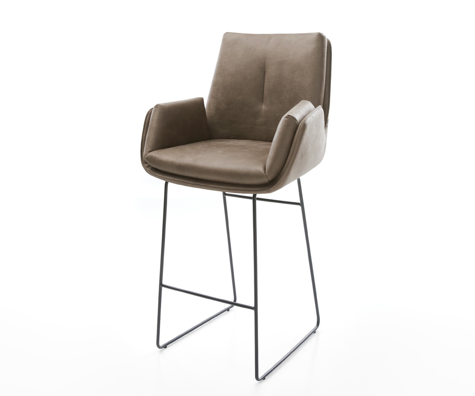 Chaise-de-bar Clea-Flex Microfibre Taupe Vintage Pied trapèze noir Noir