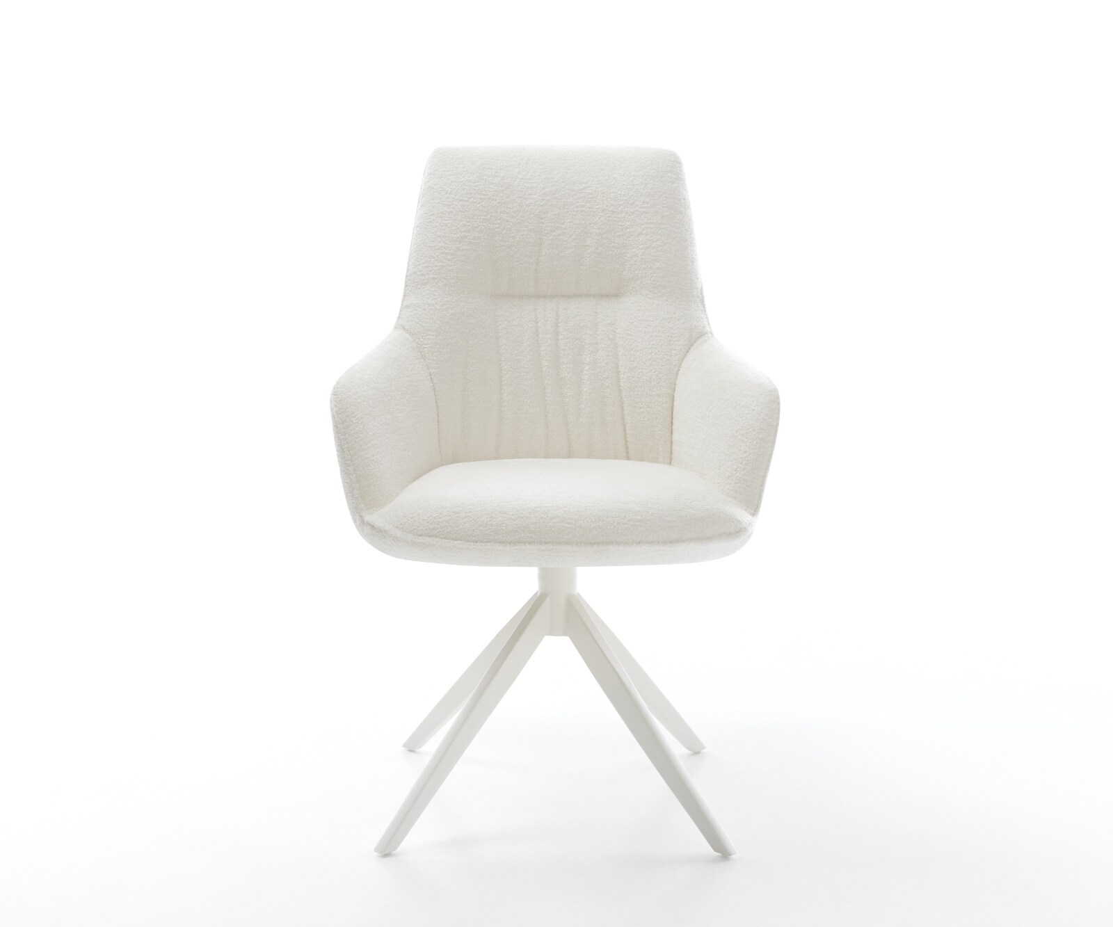 Chaise-pivotante Zelia-Flex avec accoudoirs bouclé doux beige pied croisé large blanc pivotement sur 360° fonction bascule resorts ensachés 1