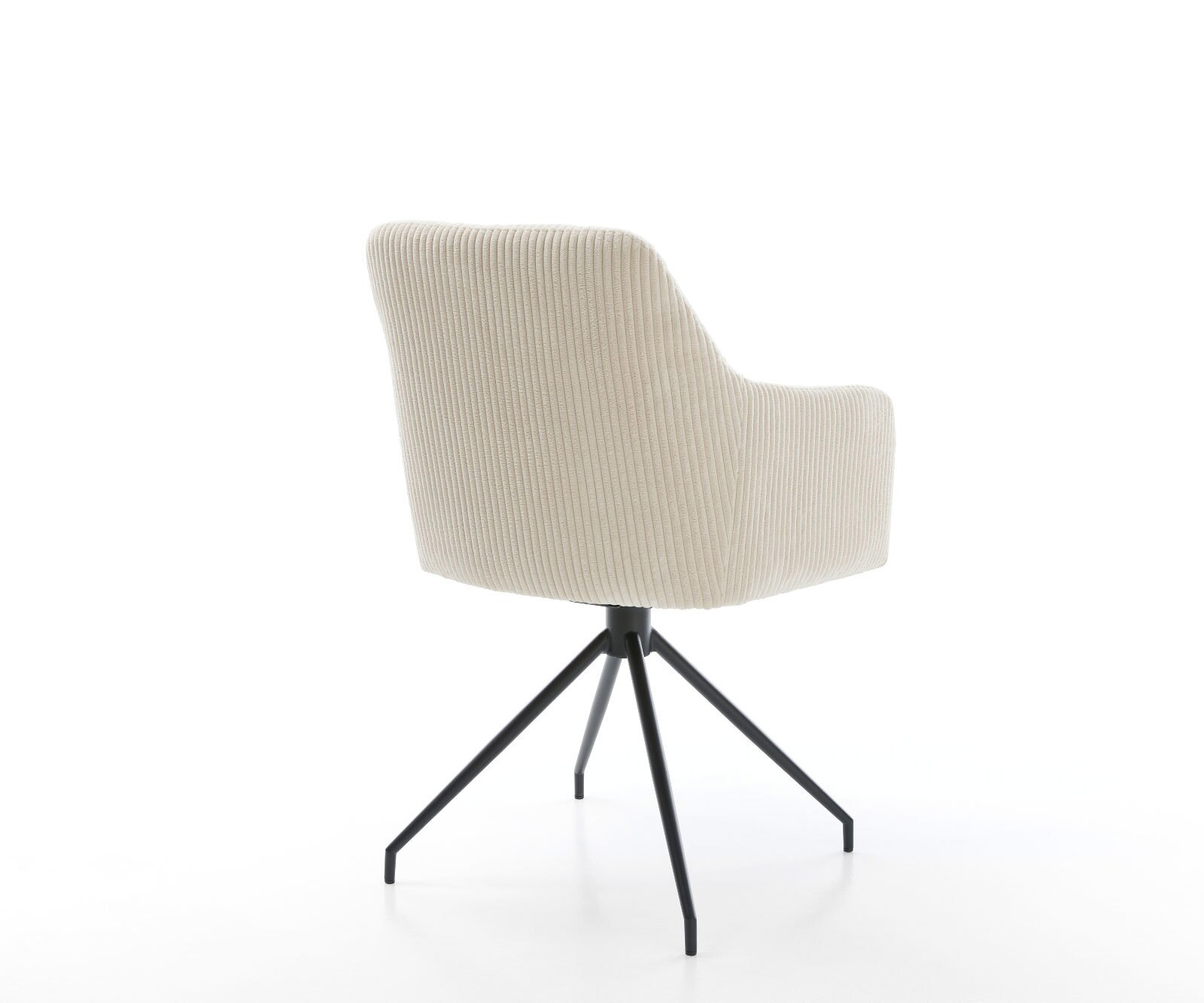 Chaise-de-salle-à-manger Greg-Flex côtelé beige vintage pied croisé conique noir ressorts ensachés 4