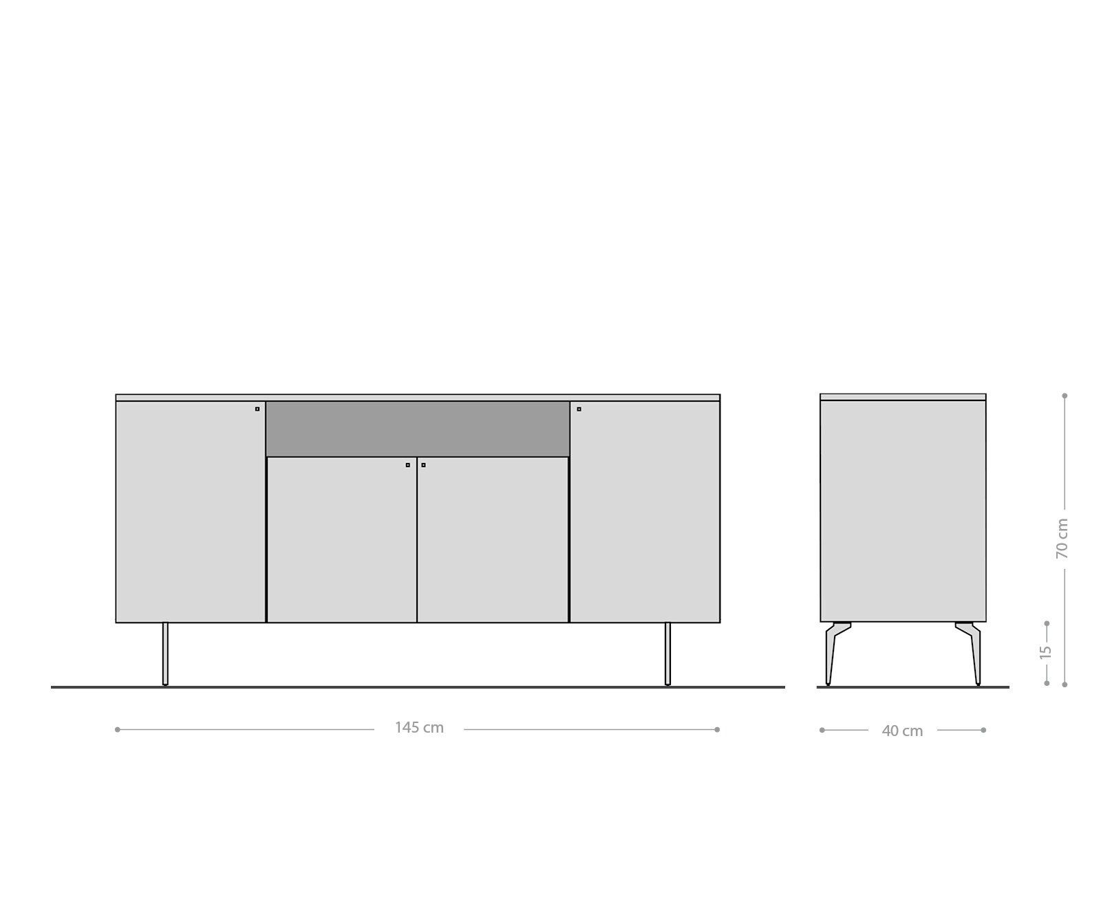 Buffet Bahan 145 cm Mangue Teak 4 portes 1 compartiment Plateau marbre blanc pied d'angle en acier inoxydable 6