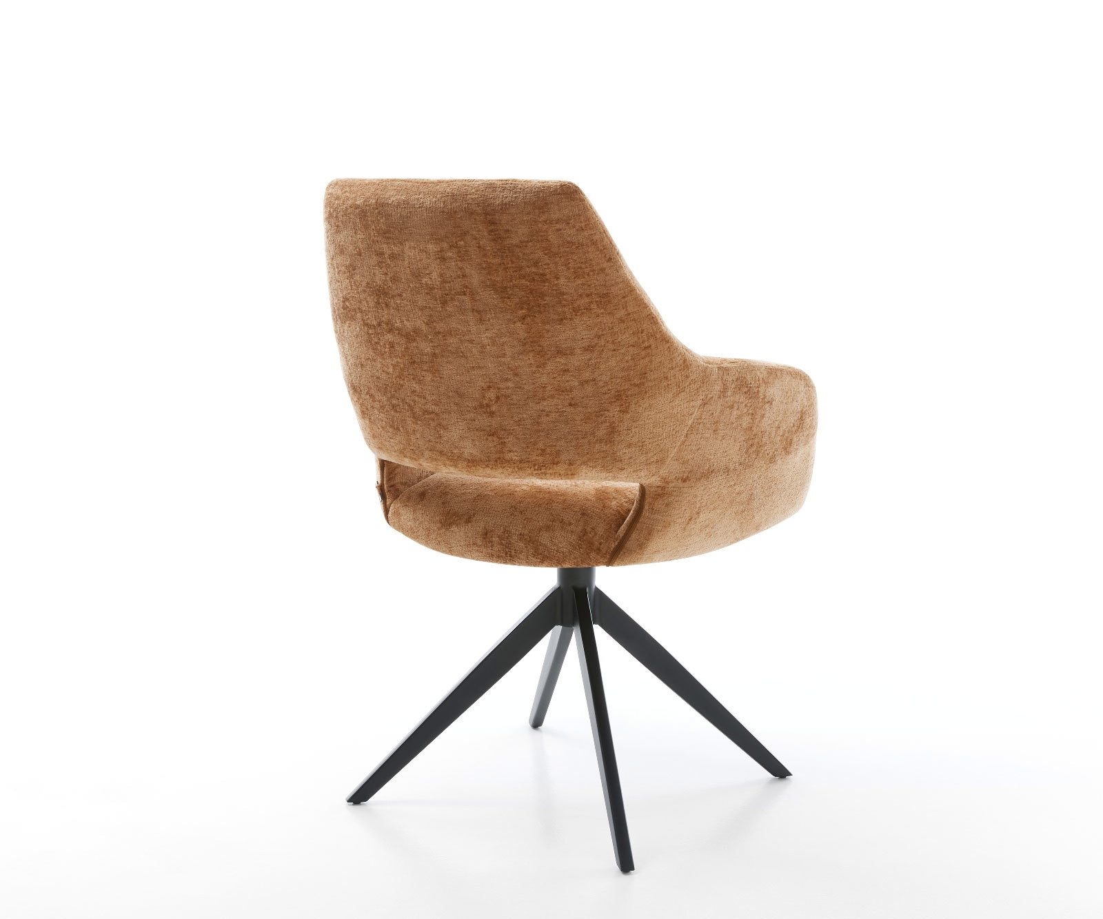 Chaise-pivotante Yago-Flex avec accoudoirs chenille rouille pied croisé large noir pivotement sur 360° fonction bascule ressorts ensachés 5