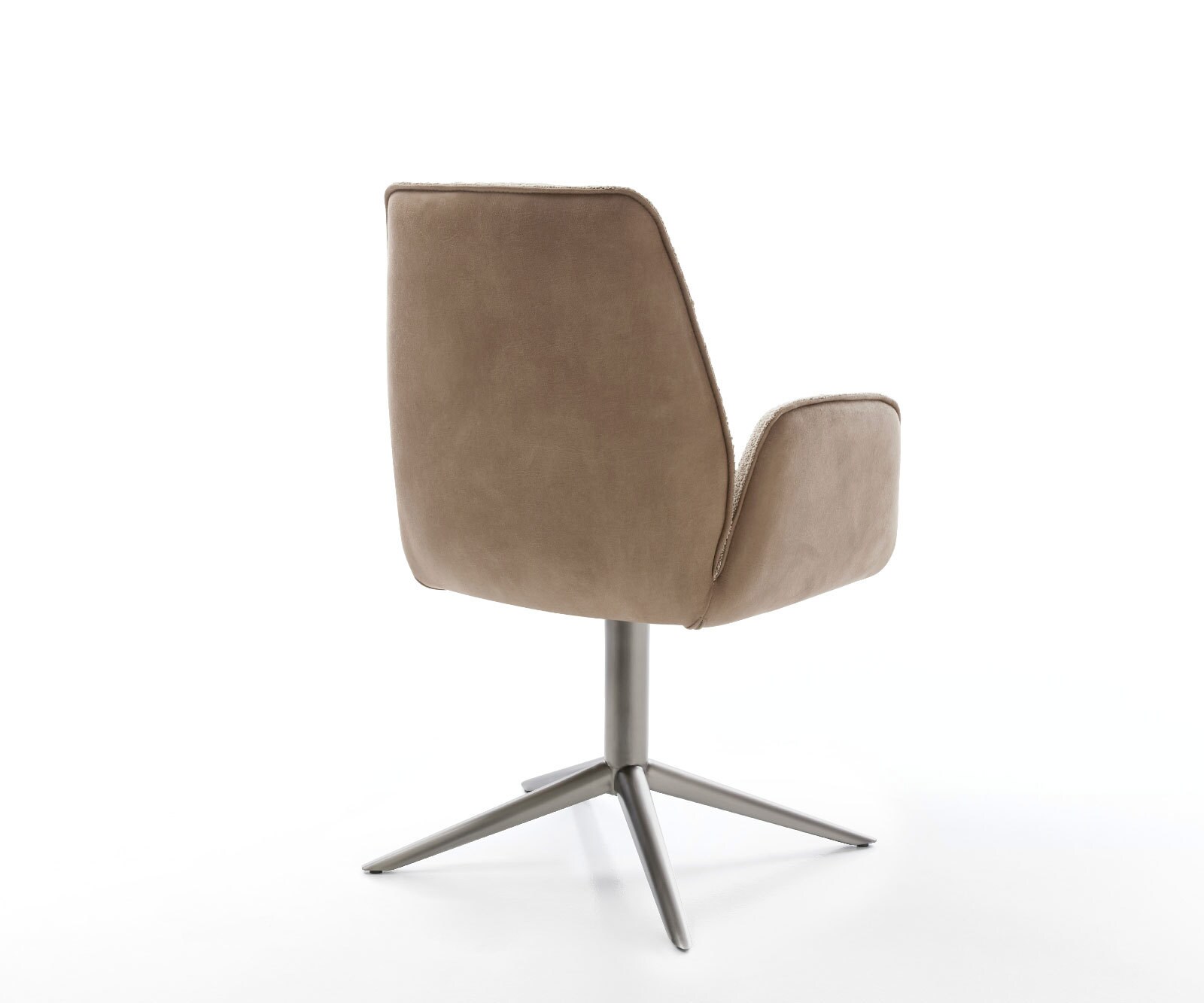 Chaise-pivotante Zoa-Flex tissu mixte couleur boue pied de chaise 4 branches acier inoxydable brossé pivotement sur 360° fonction bascule ressorts ensachés 5
