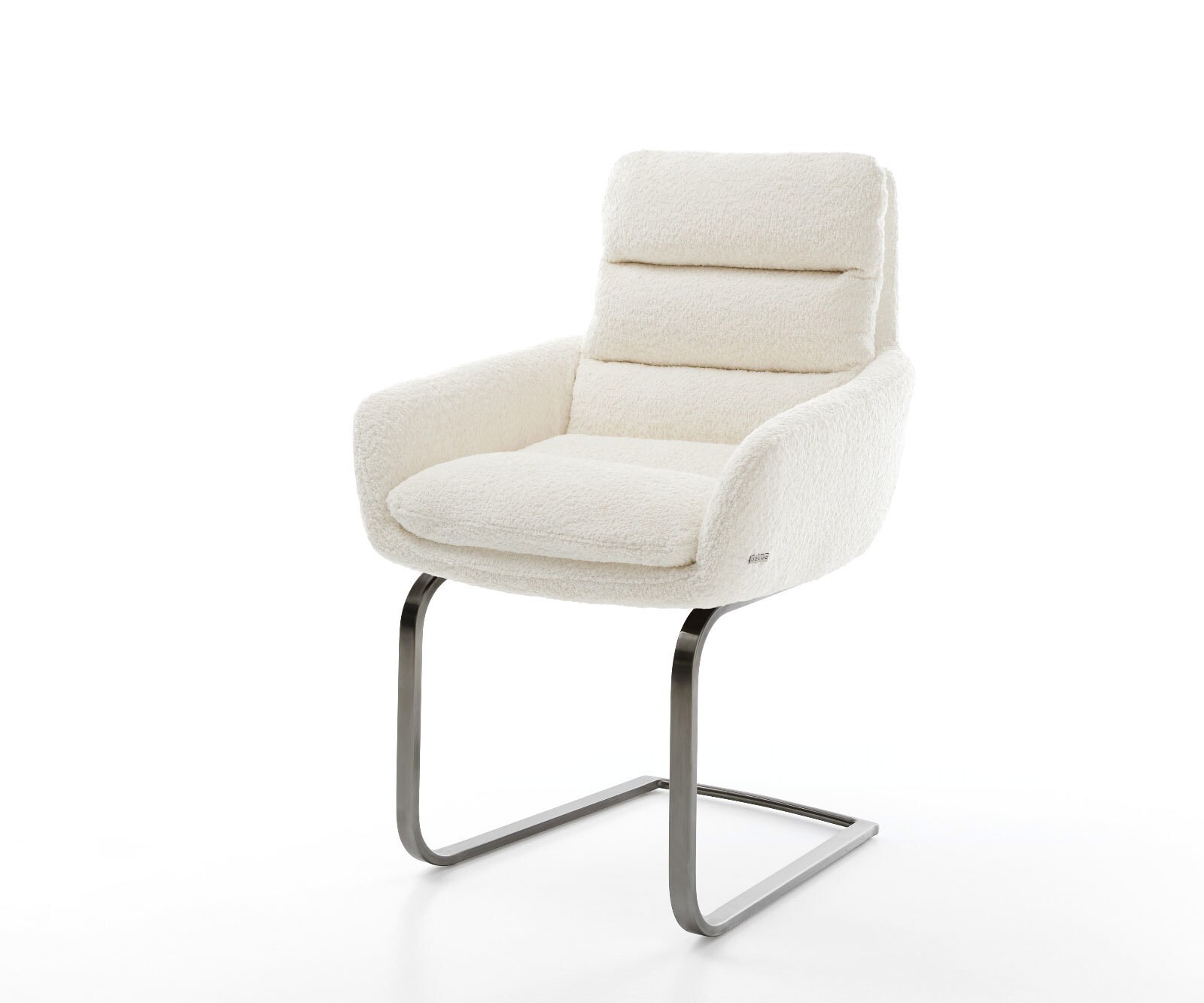 Cantilever Abelia-Flex avec accoudoirs bouclé blanc pied cantilever plat grafiete 1