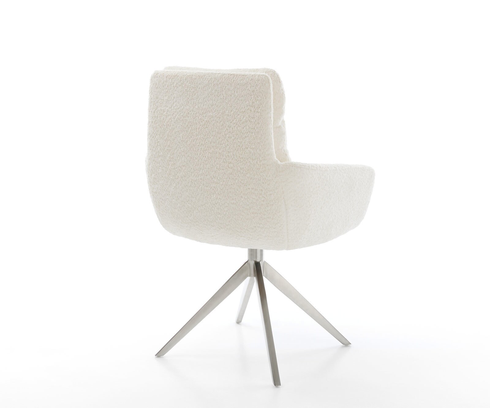 Chaise-pivotante Abelia-Flex bouclé blanc pied croisé large acier inoxydable brossé pivotement sur 360° fonction bascule 4