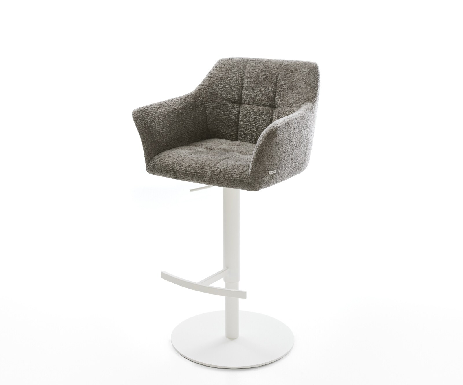 Chaise-de-bar Yulo-Flex Bouclé doux Boue Pied pivotant réglable en hauteur blanc Blanc 1