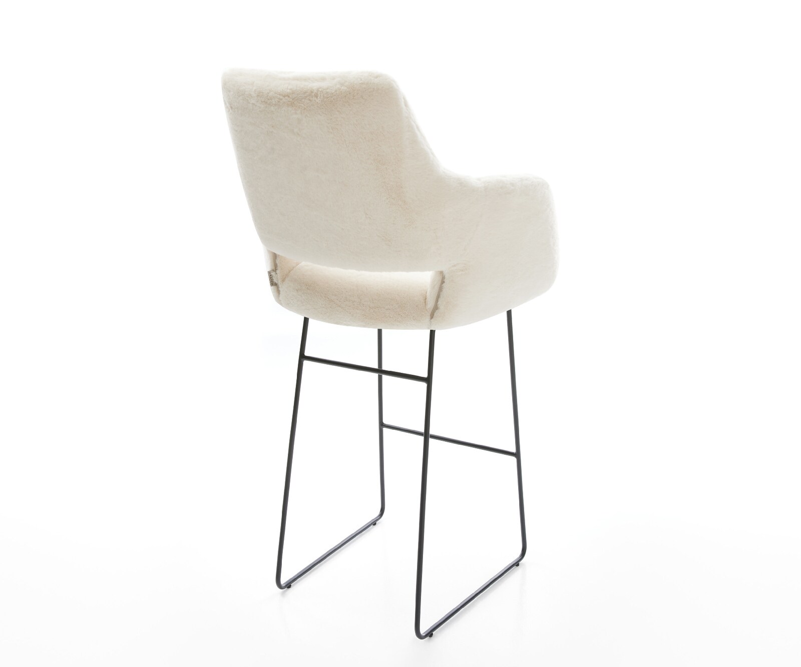 Chaise-de-bar Yago-Flex Peluche Crème-blanc Pied trapèze noir Noir Ressort ensaché 5