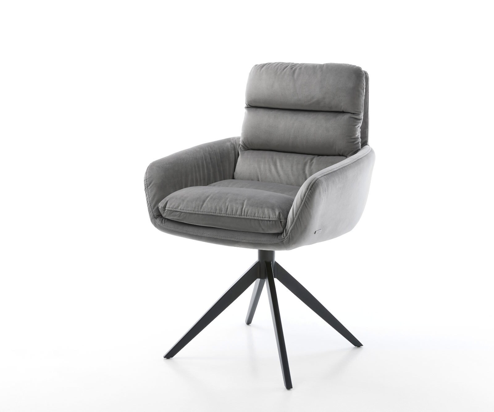 Chaise-pivotante Abelia-Flex velours gris pied croisé large noir pivotement sur 360° fonction bascule