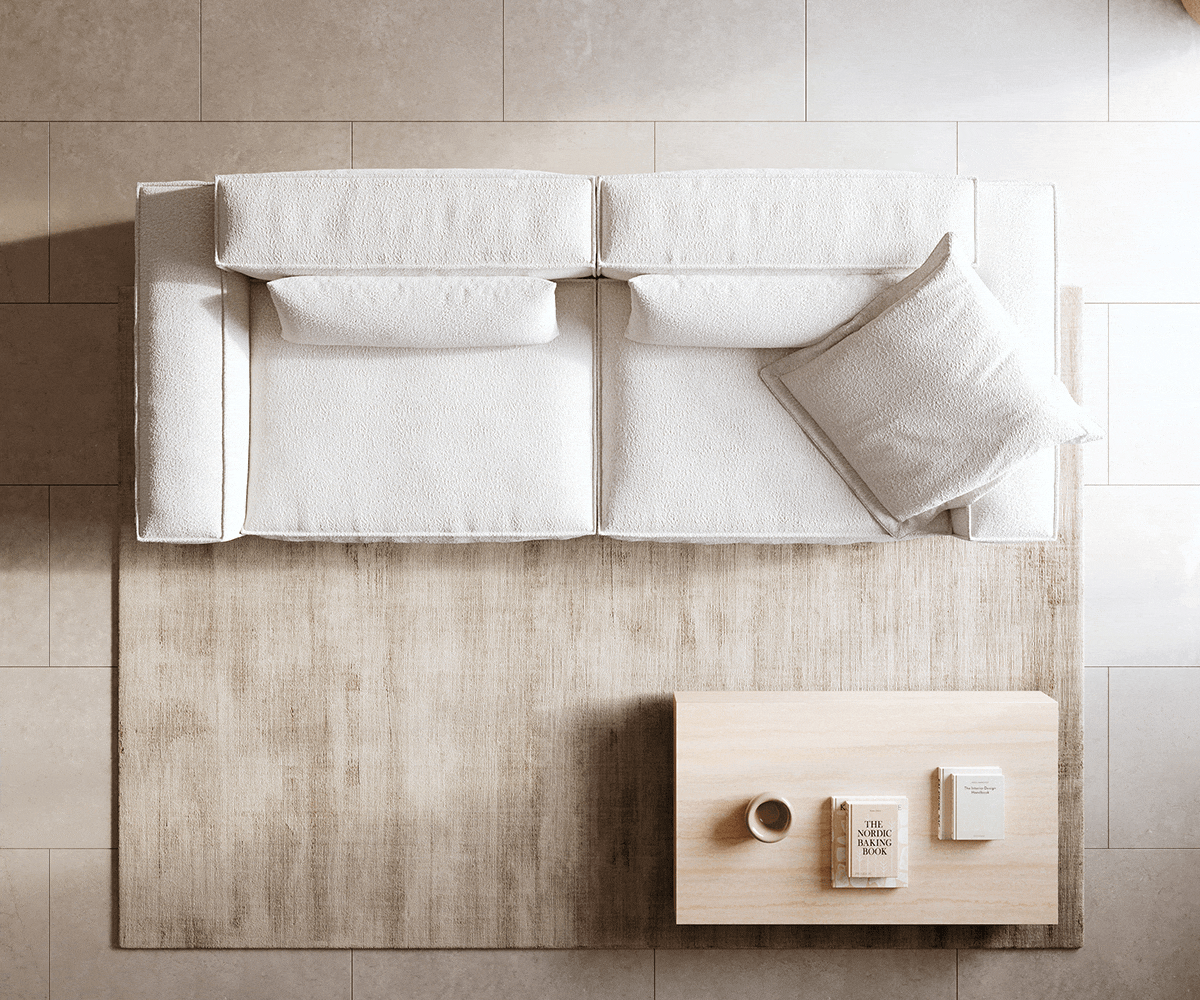 Bigsofa Freestyle 280x110 cm Bouclé Crème-blanc couture passepoilée 5