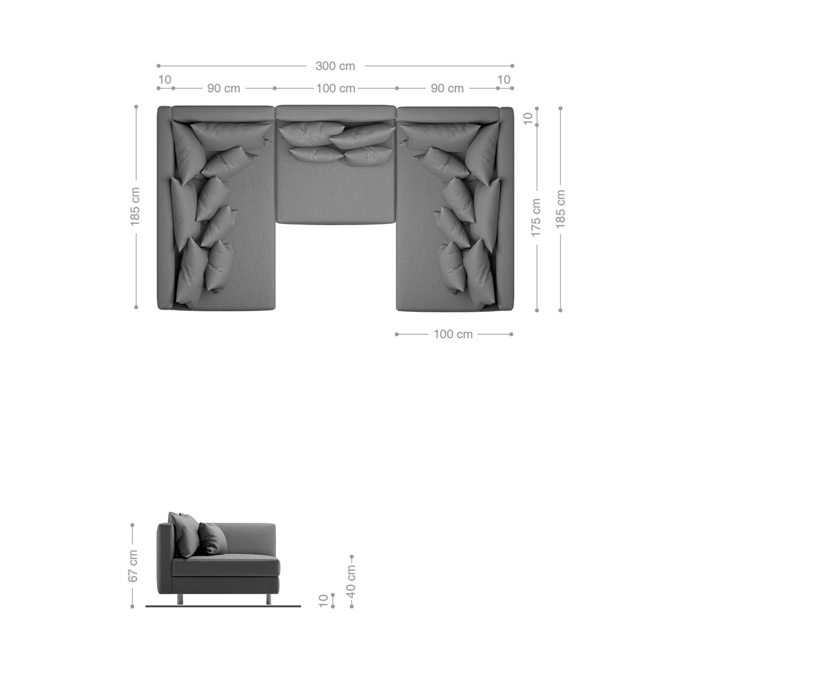 Canapé Clovis anthracite optique antique canapé modulaire 4