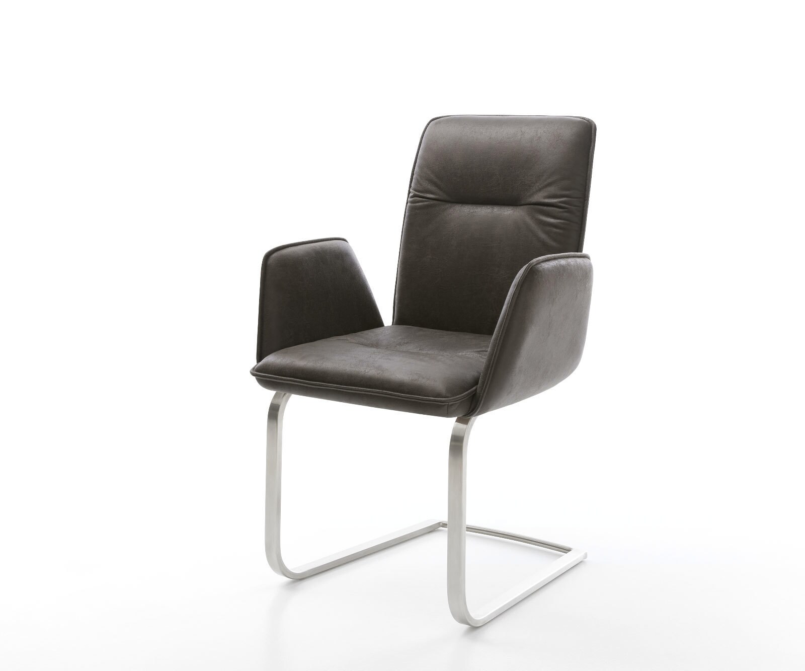 Cantilever Vinja-Flex microvelours anthracite vintage pied cantilever plat acier inoxydable brossé