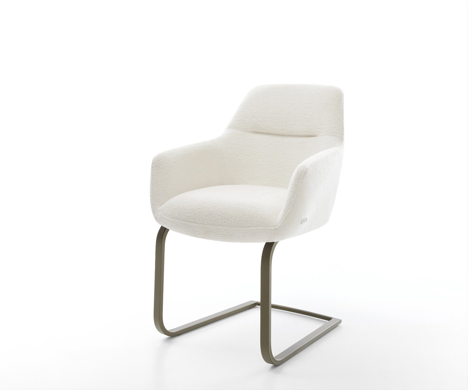 Cantilever Pejo-Flex bouclé doux beige pied cantilever plat aspect titane resorts ensachés