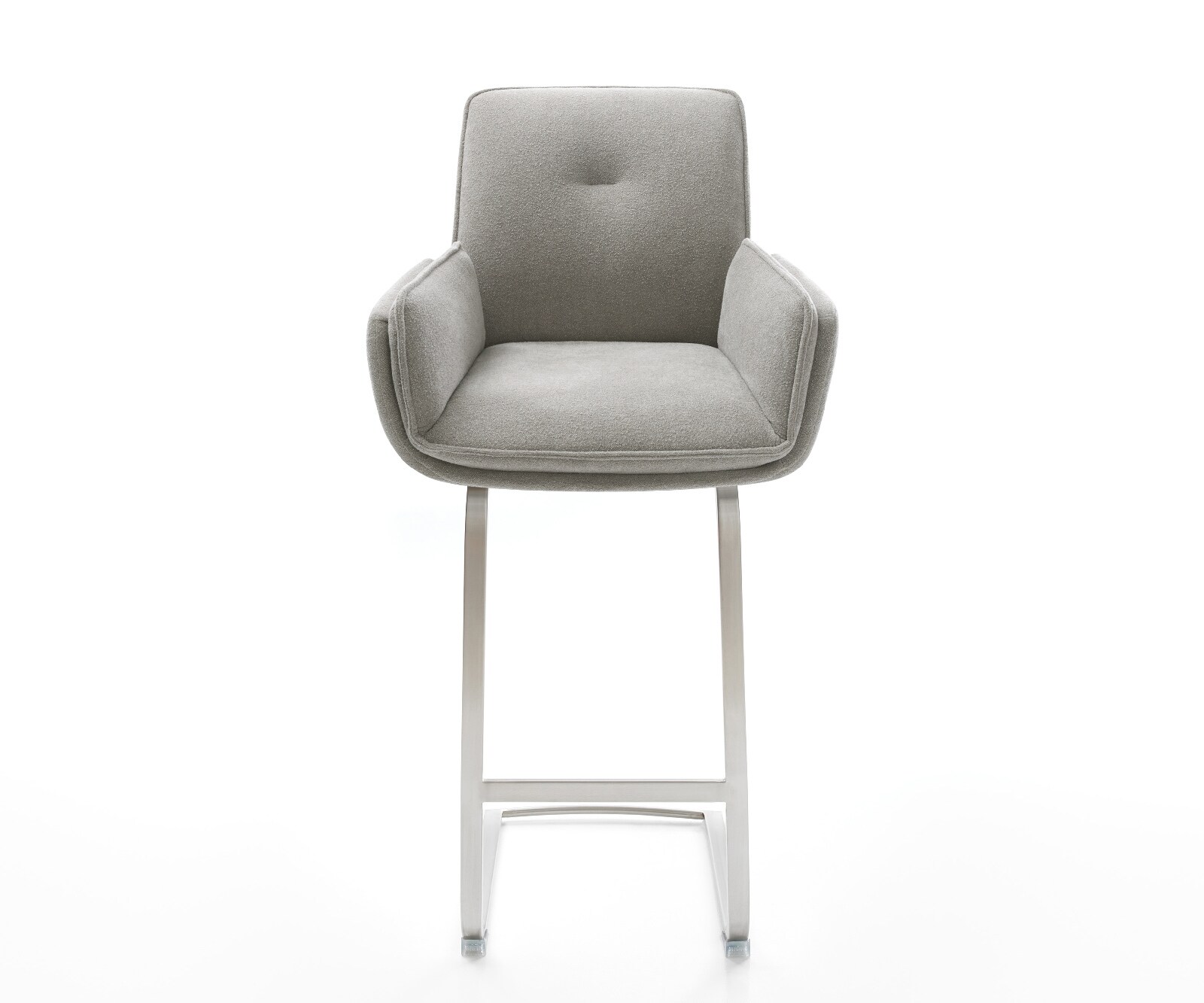 Chaise-de-bar Nela-Flex Tissu structuré doux Gris Pied cantilever acier inoxydable Argent 1