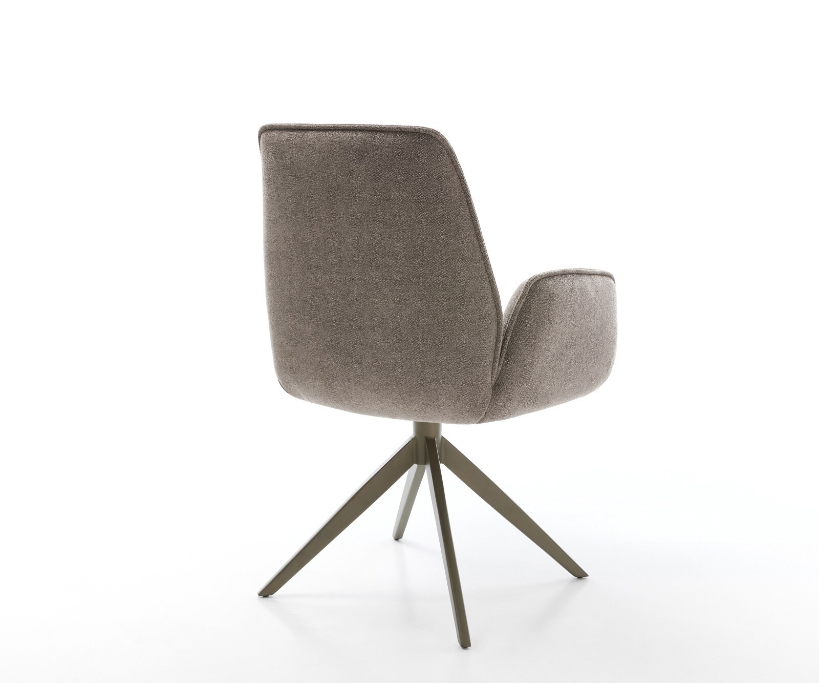 Chaise-pivotante Zoa-Flex tissu structuré doux taupe pied croisé large aspect titane pivotement sur 360° fonction bascule ressorts ensachés 4