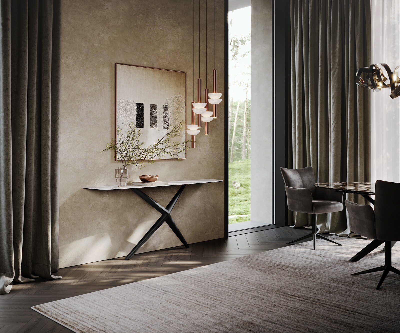Console Edge forme bateau 180x40 cm Céramique Laminam® Statuarietto Weiß Estelo Métal Noir 6