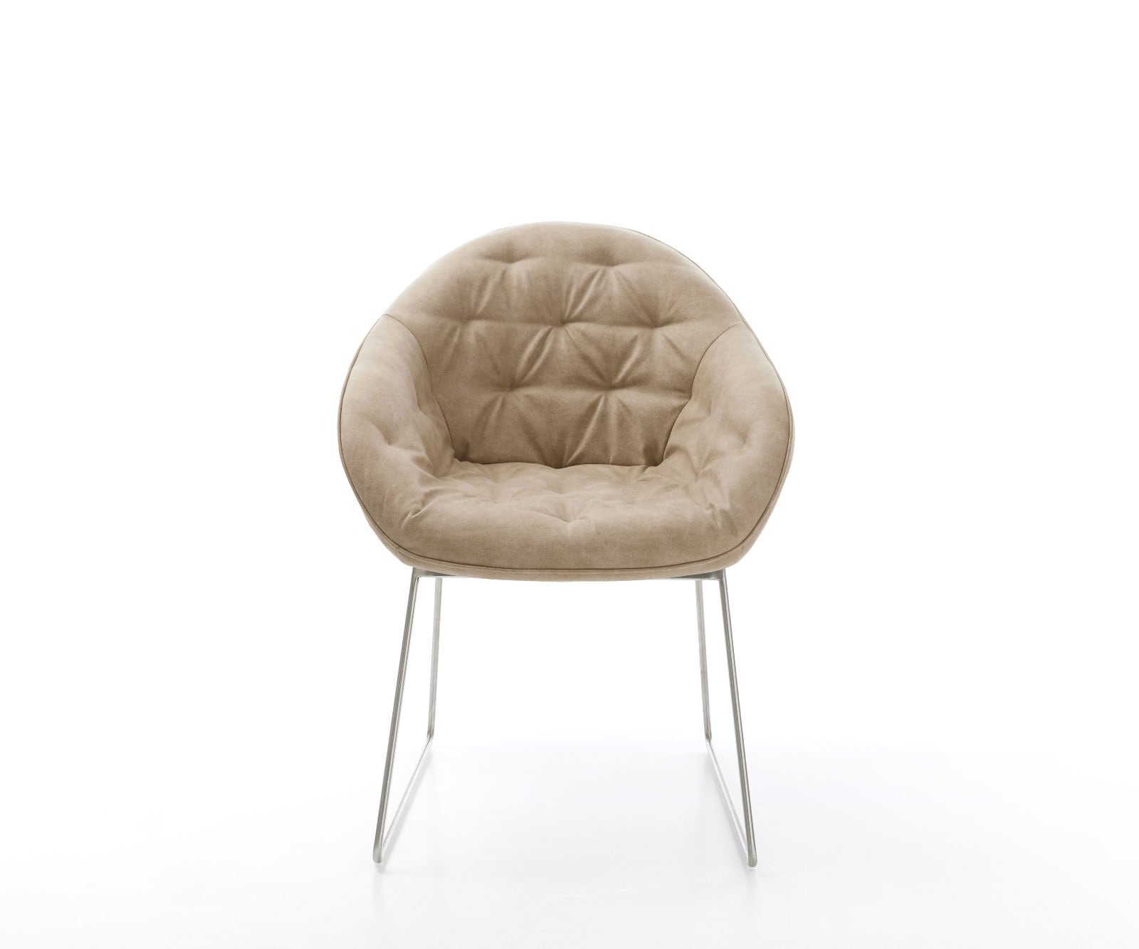 Chaise-de-salle-à-manger Gaio-Flex microvelours beige vintage pied trapèze acier inoxydable brossé 1 Chaise-de-salle-à-manger Gaio-Flex microvelours beige vintage pied trapèze acier inoxydable brossé 1
