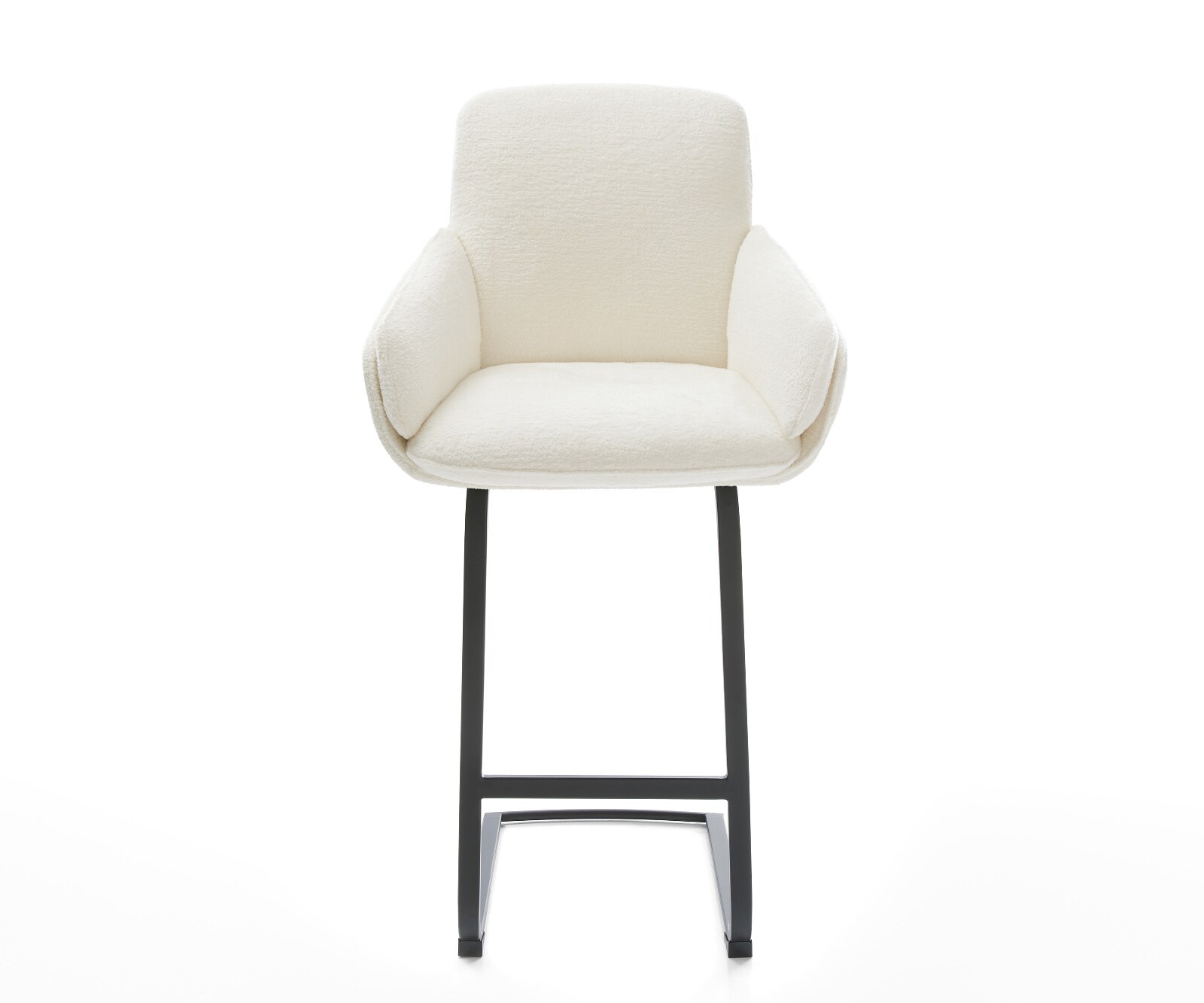Chaise-de-bar Luan-Flex Bouclé doux Beige Pied cantilever plat noir Noir 2