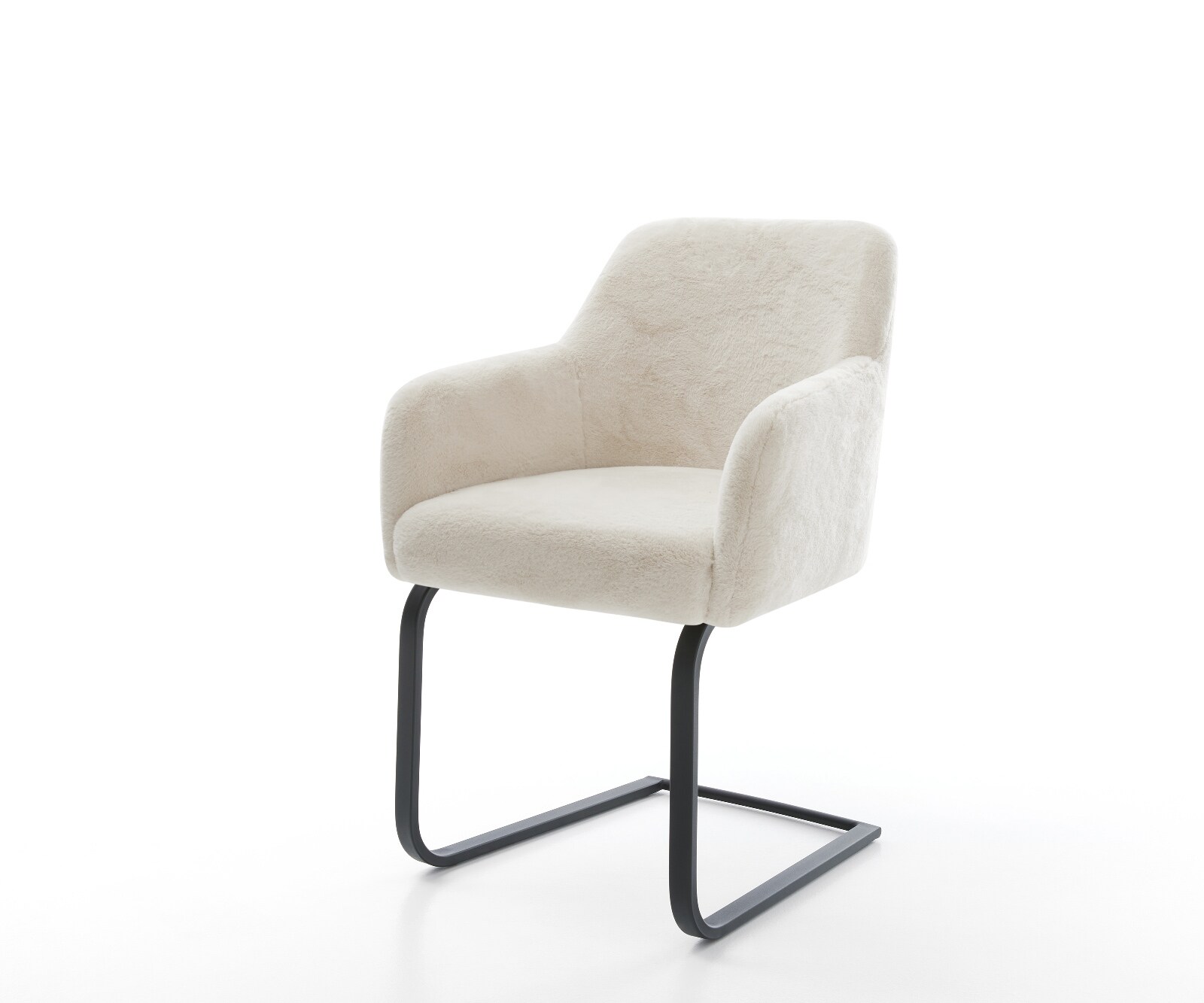 Cantilever Greg-Flex peluche crème-blanc pied cantilever plat noir resorts ensachés 1