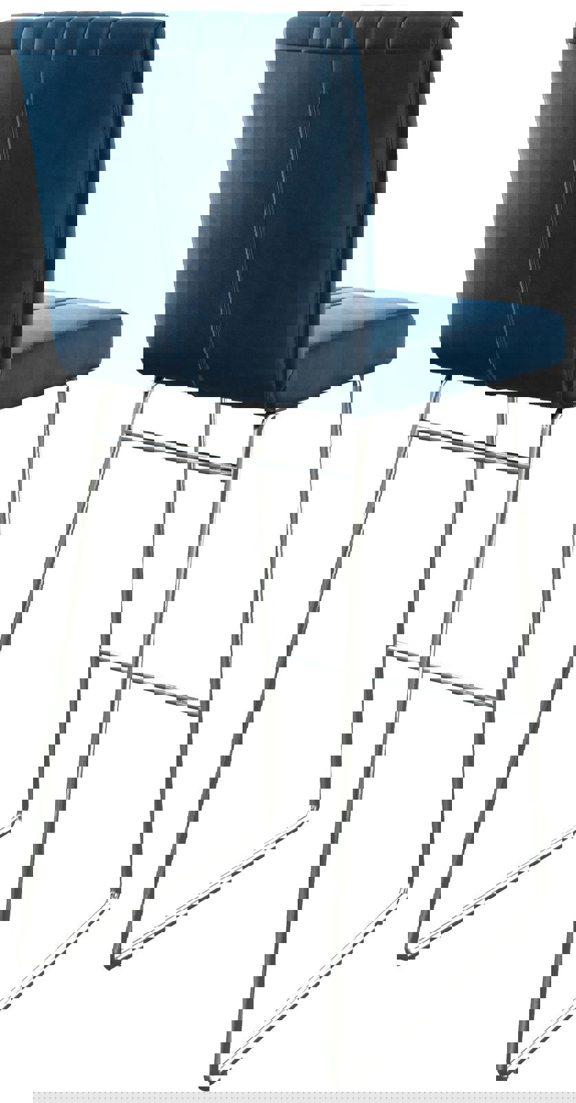 Chaise-de-bar Luiga-Flex velours bleu cadre de patins acier inoxydable 4 Chaise-de-bar Luiga-Flex velours bleu cadre de patins acier inoxydable 4