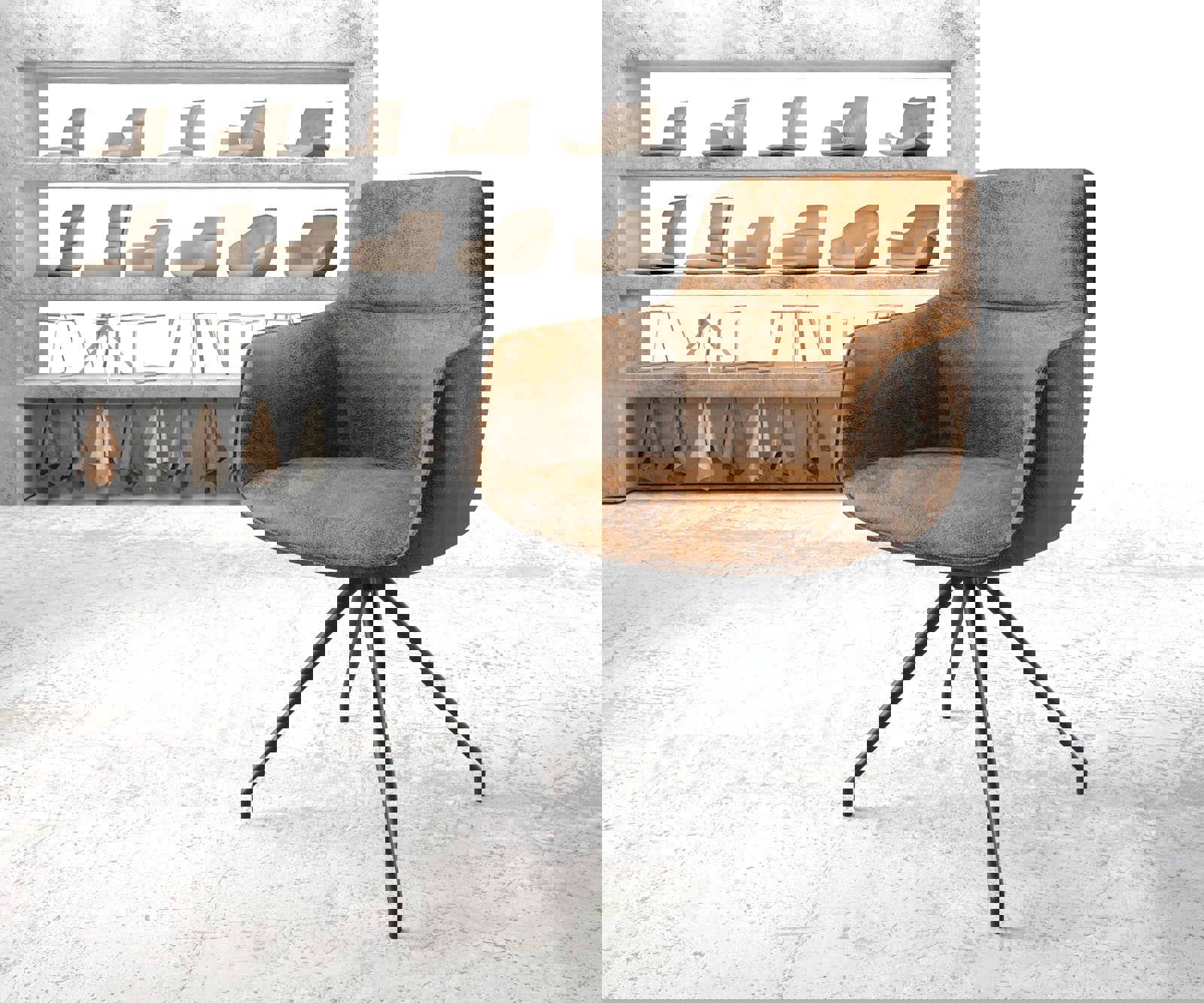 Chaise-pivotante Pejo-Flex brun antique cadre croisé conique noir pivote sur 180° Chaise-pivotante Pejo-Flex brun antique cadre croisé conique noir pivote sur 180°