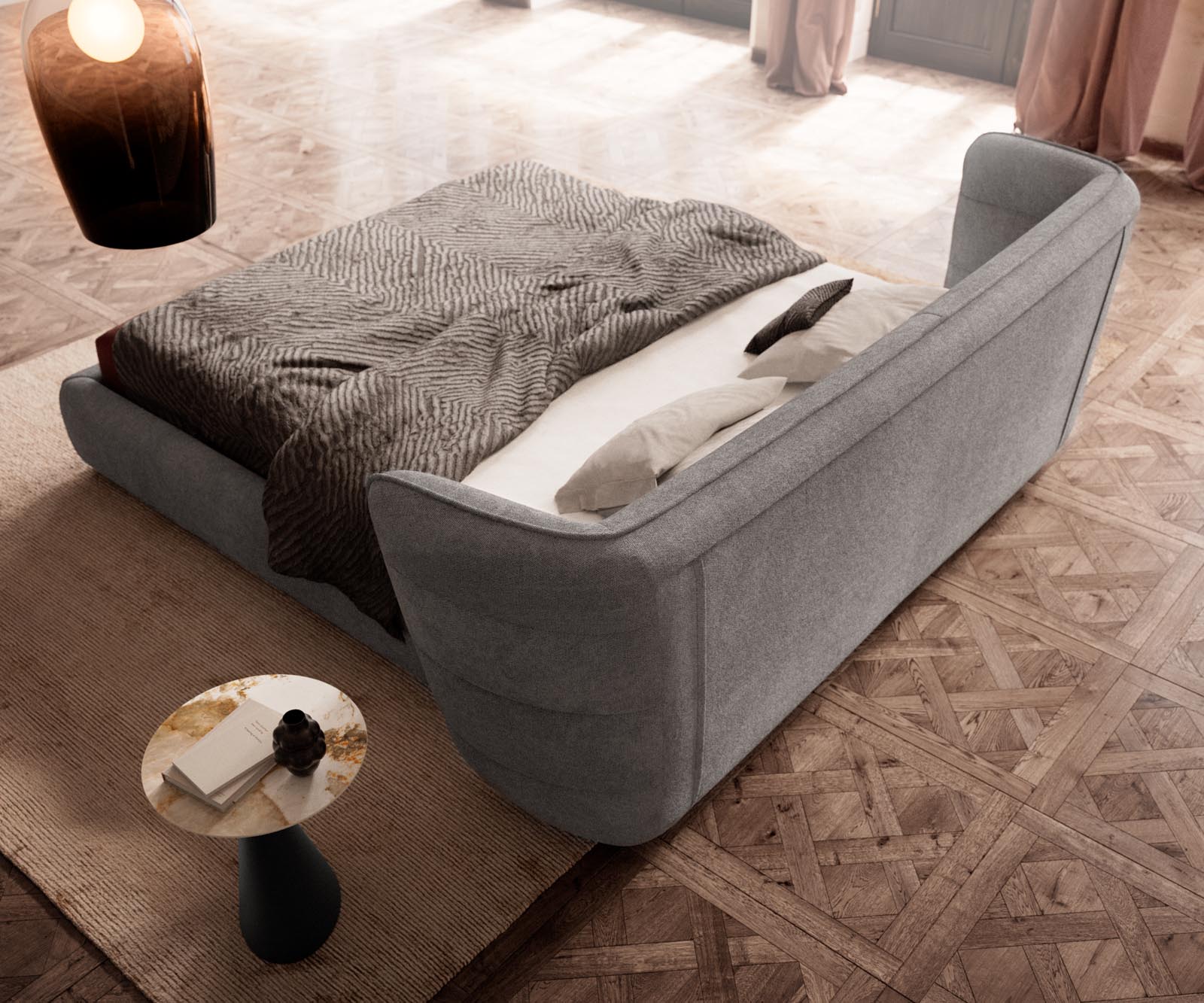 Sommier rembourré Simea 180x200 cm microfibre grise 5 Sommier rembourré Simea 180x200 cm microfibre grise 5