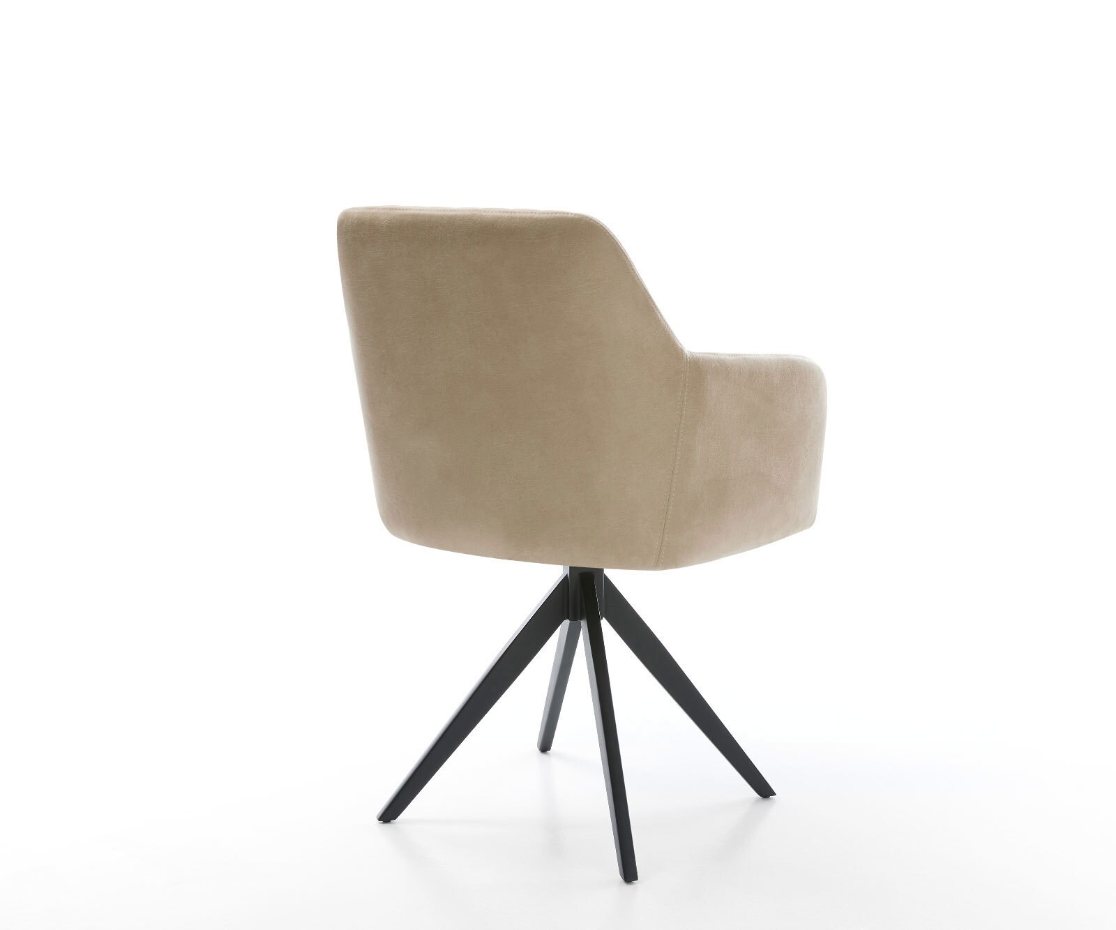Chaise-de-salle-à-manger Greg-Flex microvelours beige vintage pied croisé angulaire noir ressorts ensachés 4