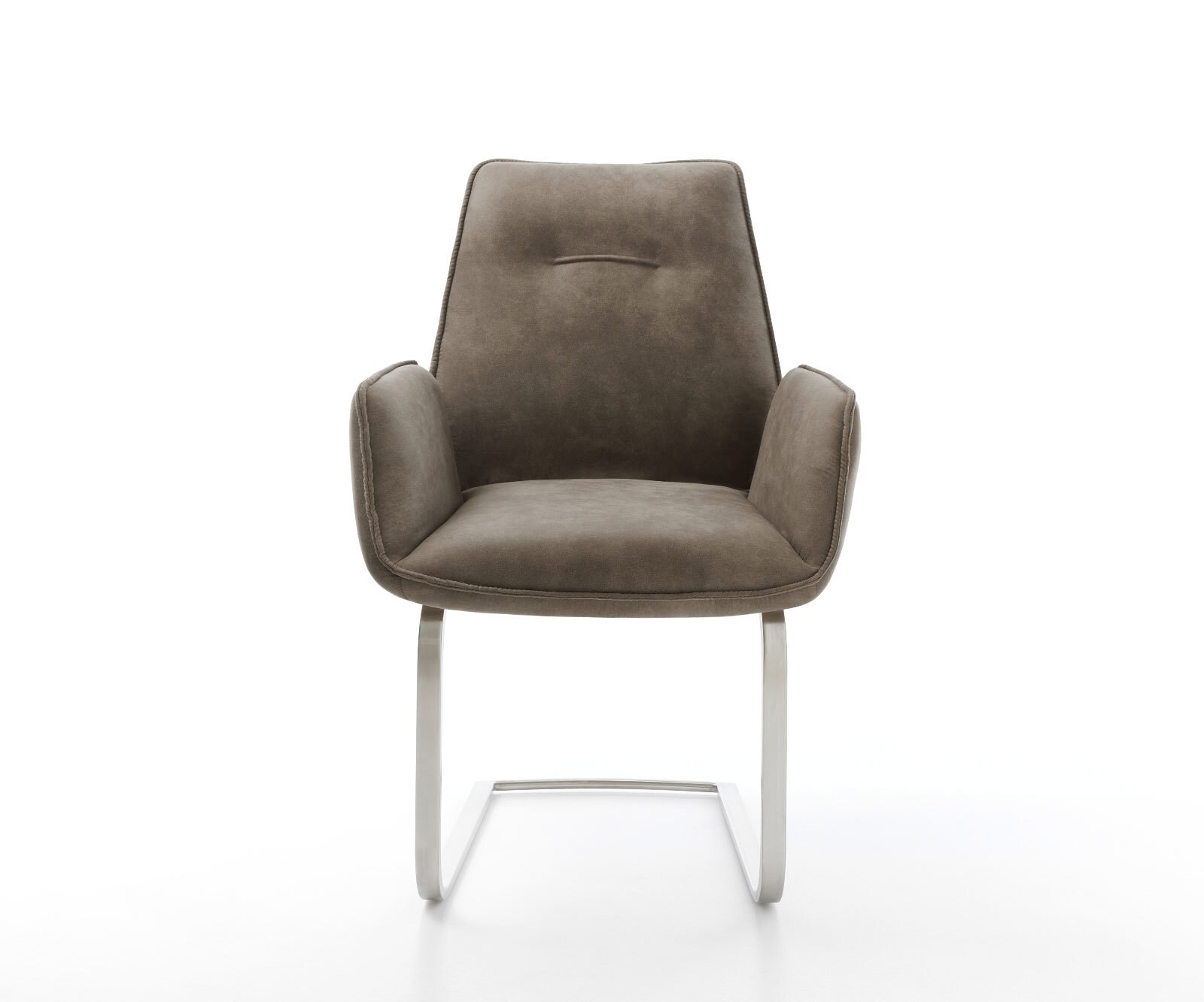 Cantilever Zoa-Flex microvelours taupe vintage pied cantilever plat acier inoxydable brossé ressorts ensachés 1