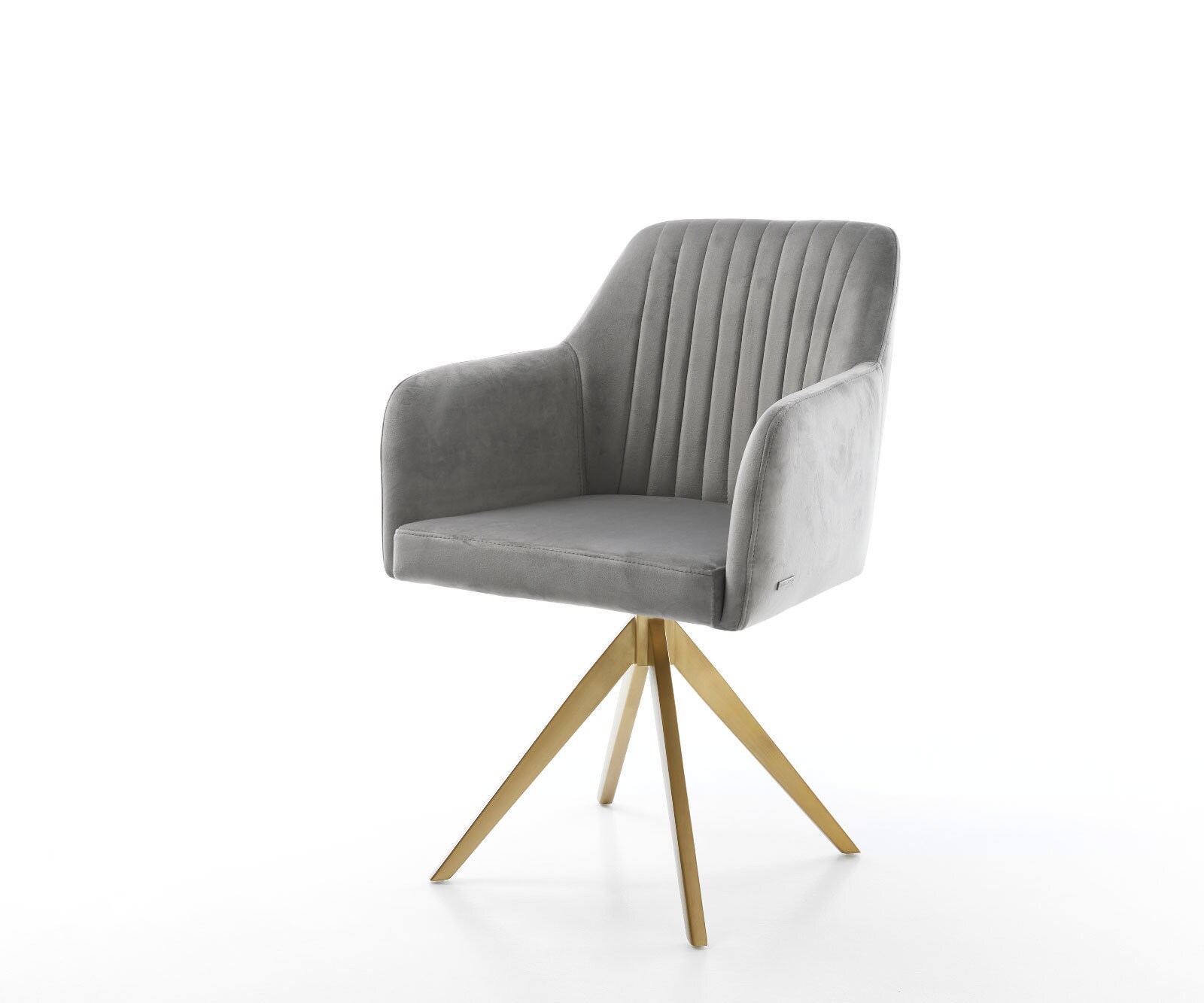 Chaise-de-salle-à-manger Greg-Flex velours gris pied croisé angulaire or ressorts ensachés