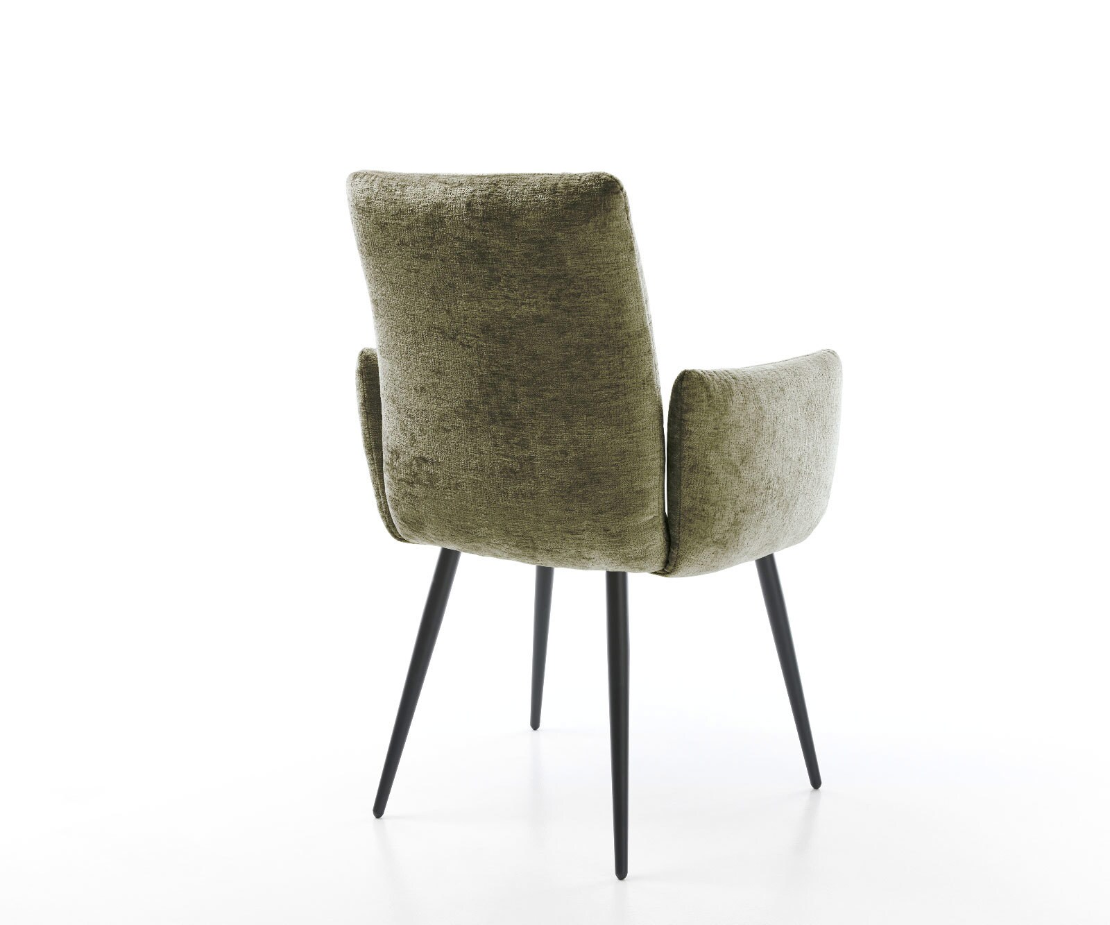Chaise-de-salle-à-manger Jova-Flex avec accoudoirs chenille olive 4 pieds coniques noir ressorts ensachés 4