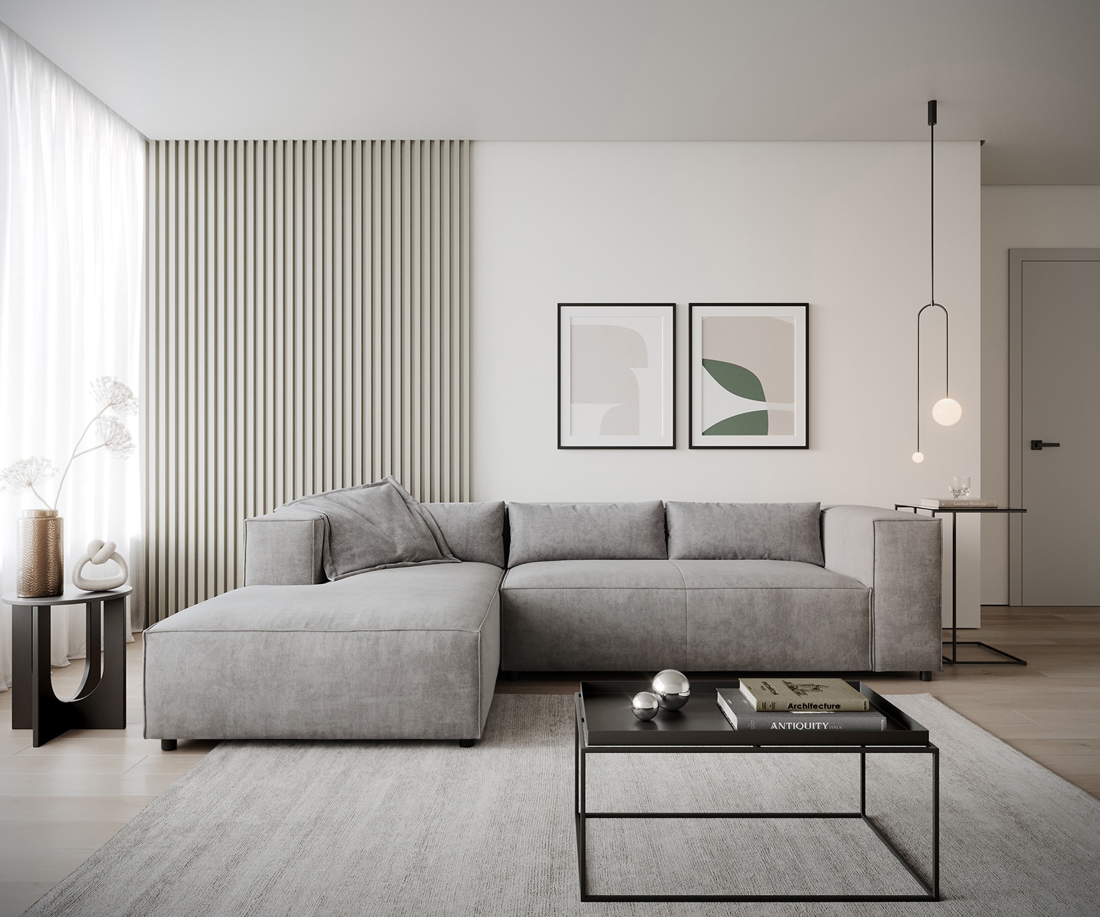 Canapé-d'angle Brom 260x175 cm microfibre gris recamière à gauche 3 Canapé-d'angle Brom 260x175 cm microfibre gris recamière à gauche 3