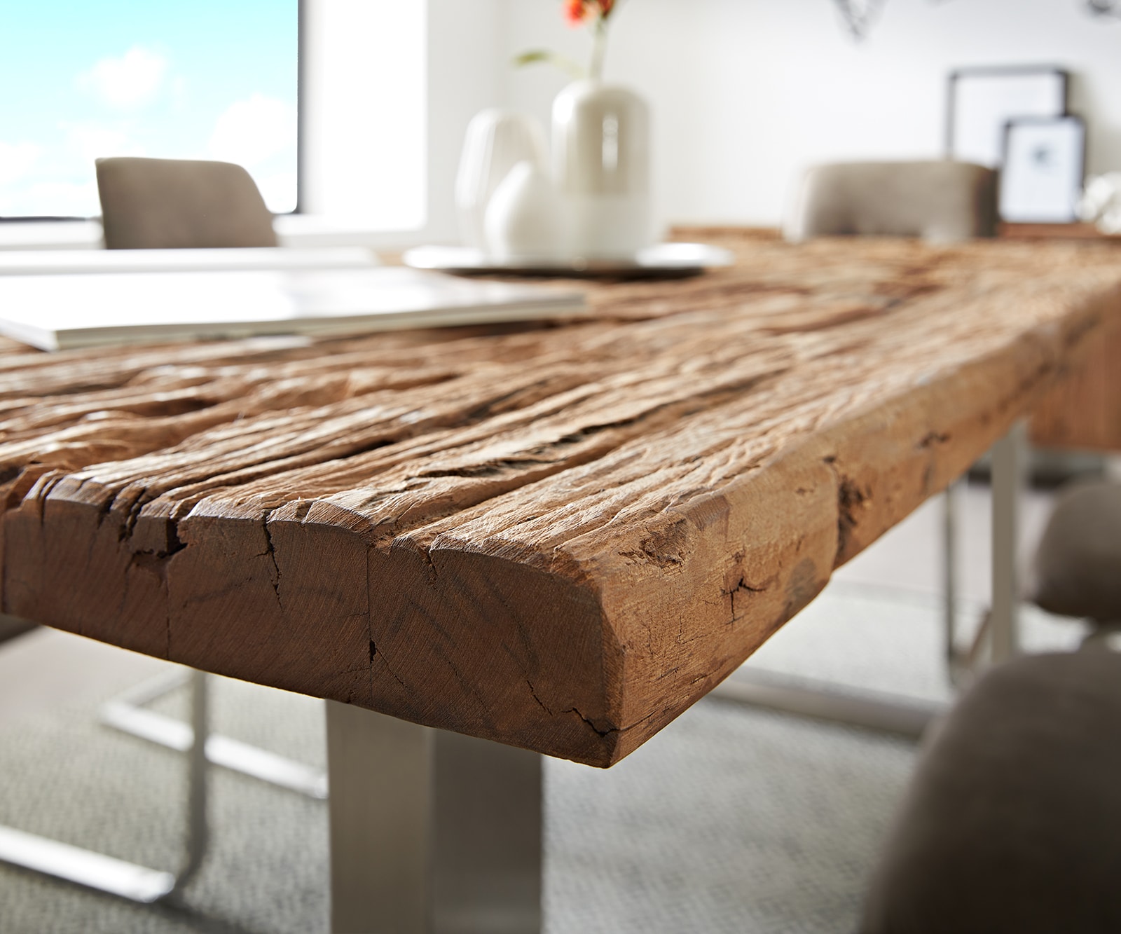Table-à-manger Reclaimed 200x100 cm aspect vintage inoxydable large 4 Table-à-manger Reclaimed 200x100 cm aspect vintage inoxydable large 4
