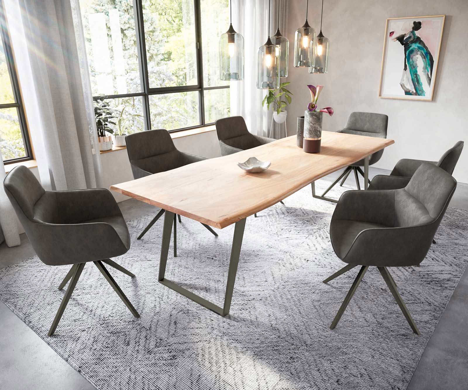 Chaise-pivotante Pejo-Flex microvelours anthracite vintage pied croisé large aspect titane pivotement sur 360° ressorts ensachés 3